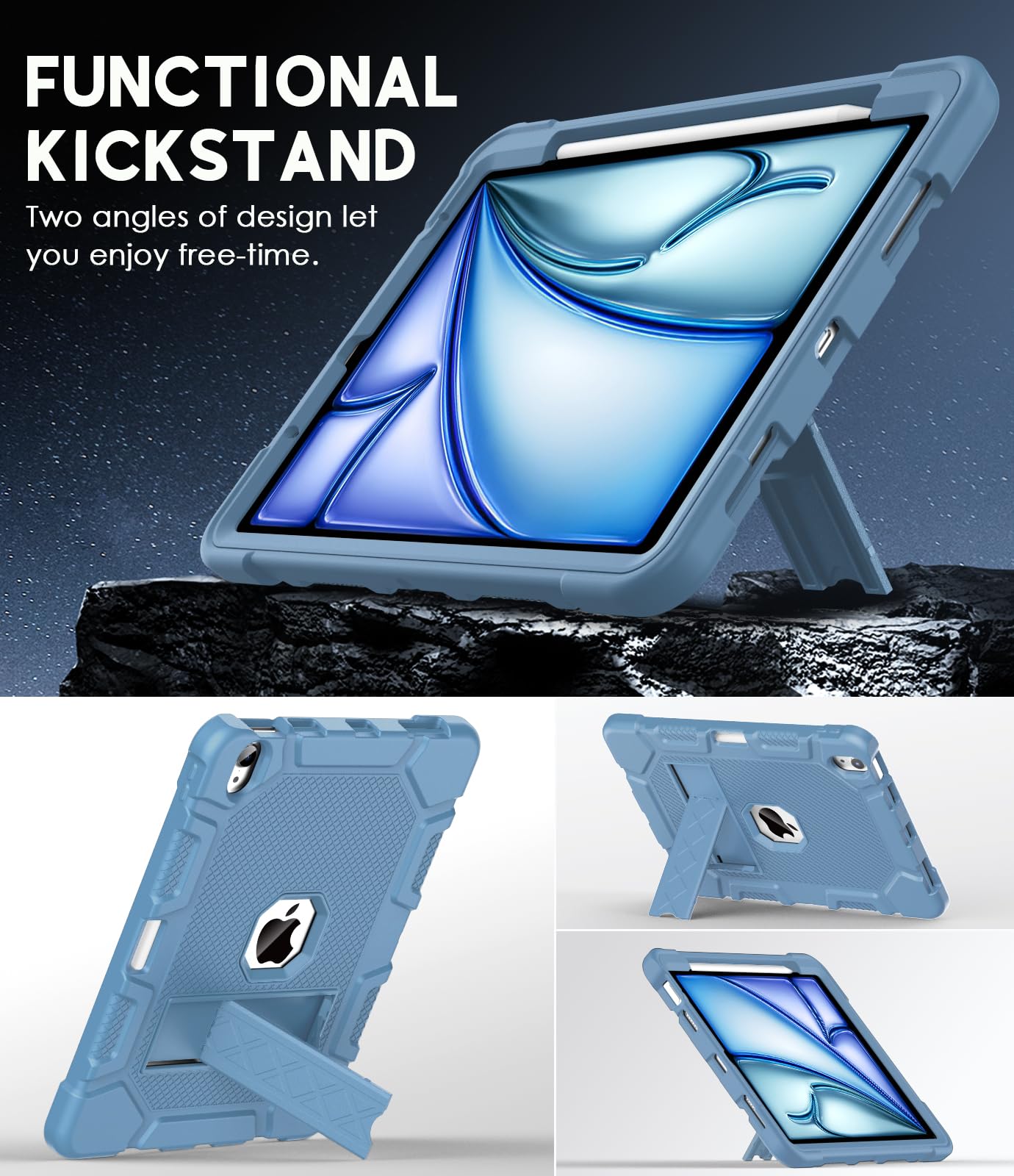 Azzsy Case For Ipad Air 11 Inch M2 2024, Ipad Air 5Th / 4Th Generation 10.9 Inch Case (2022/2020), Heavy Duty Shockproof Protect