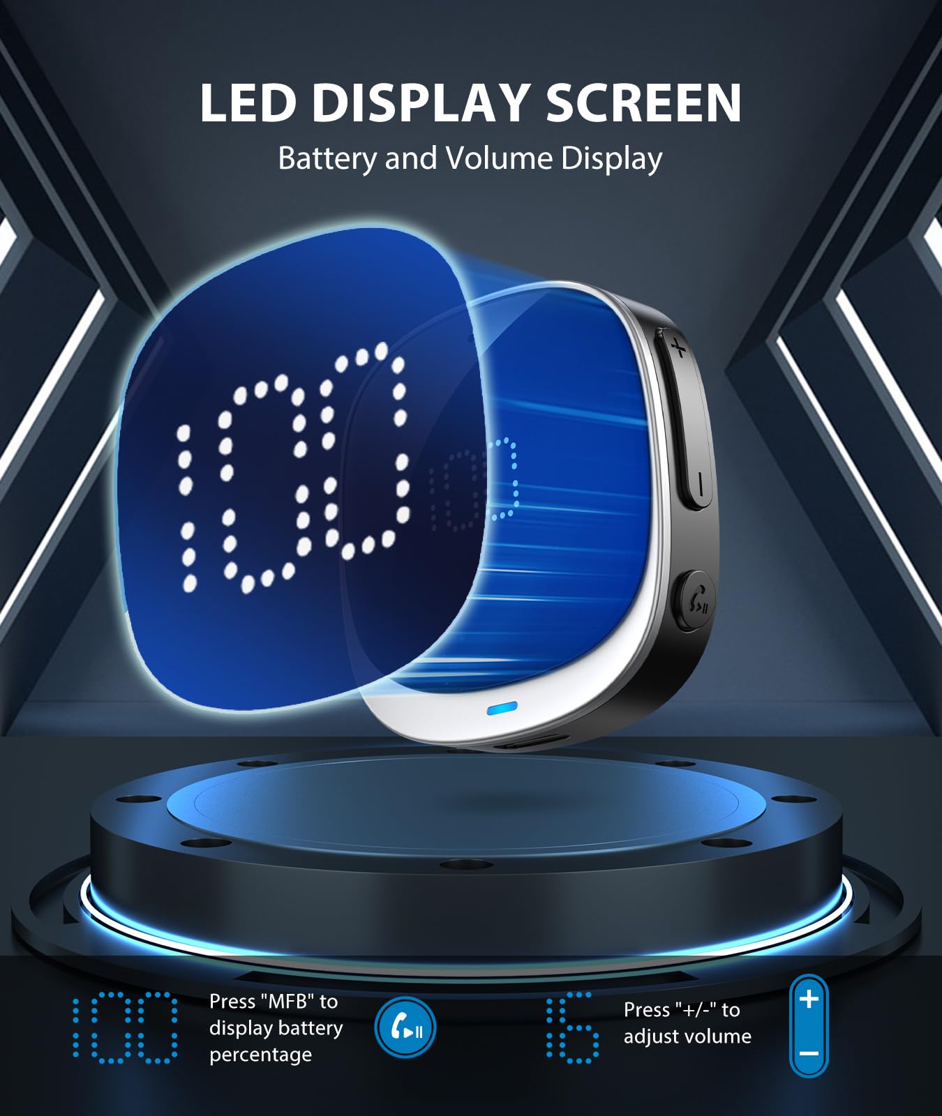 Comsoon Aux Bluetooth Adapter For Car, [Led Screen] Bluetooth 5.3 Receiver For Speaker/Home Stereo/Wired Headphones, 3.5Mm Wirel