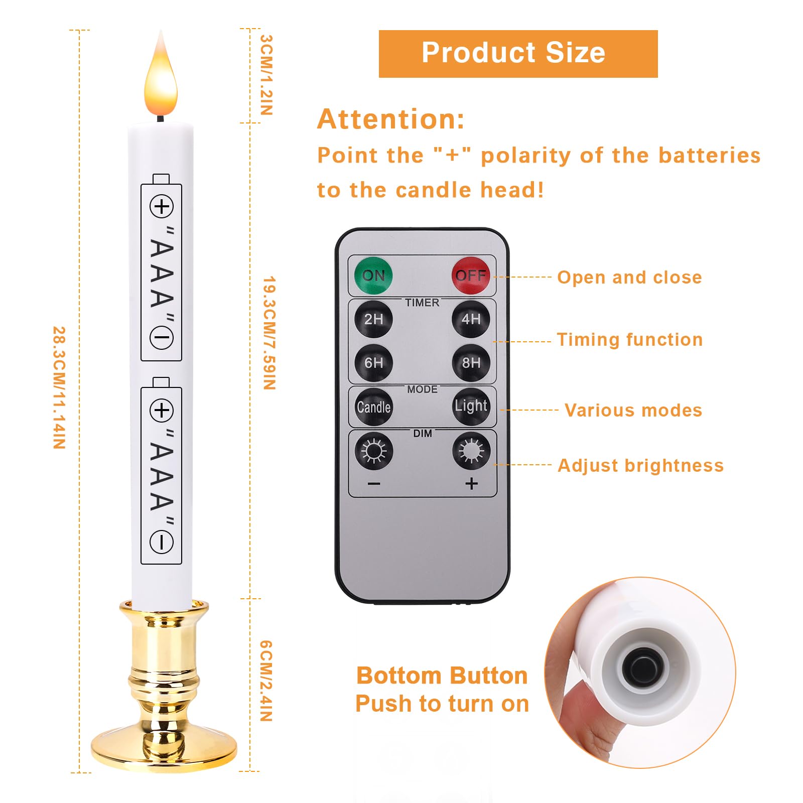 Led Flameless Window Candles With Remote Timer Gold Base 10 Pcs Battery Operated Flickering Taper Candle Lights With Removable C