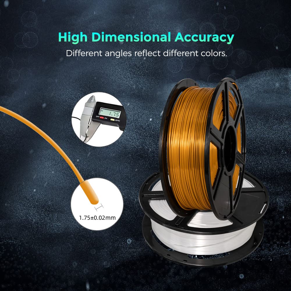 Flashforge 3D Printer Filament, Silk Filament 1.75Mm, 1Kg Spool (2.2Lbs), Dimensional Accuracy +/- 0.02Mm For Fdm 3D Printers, S