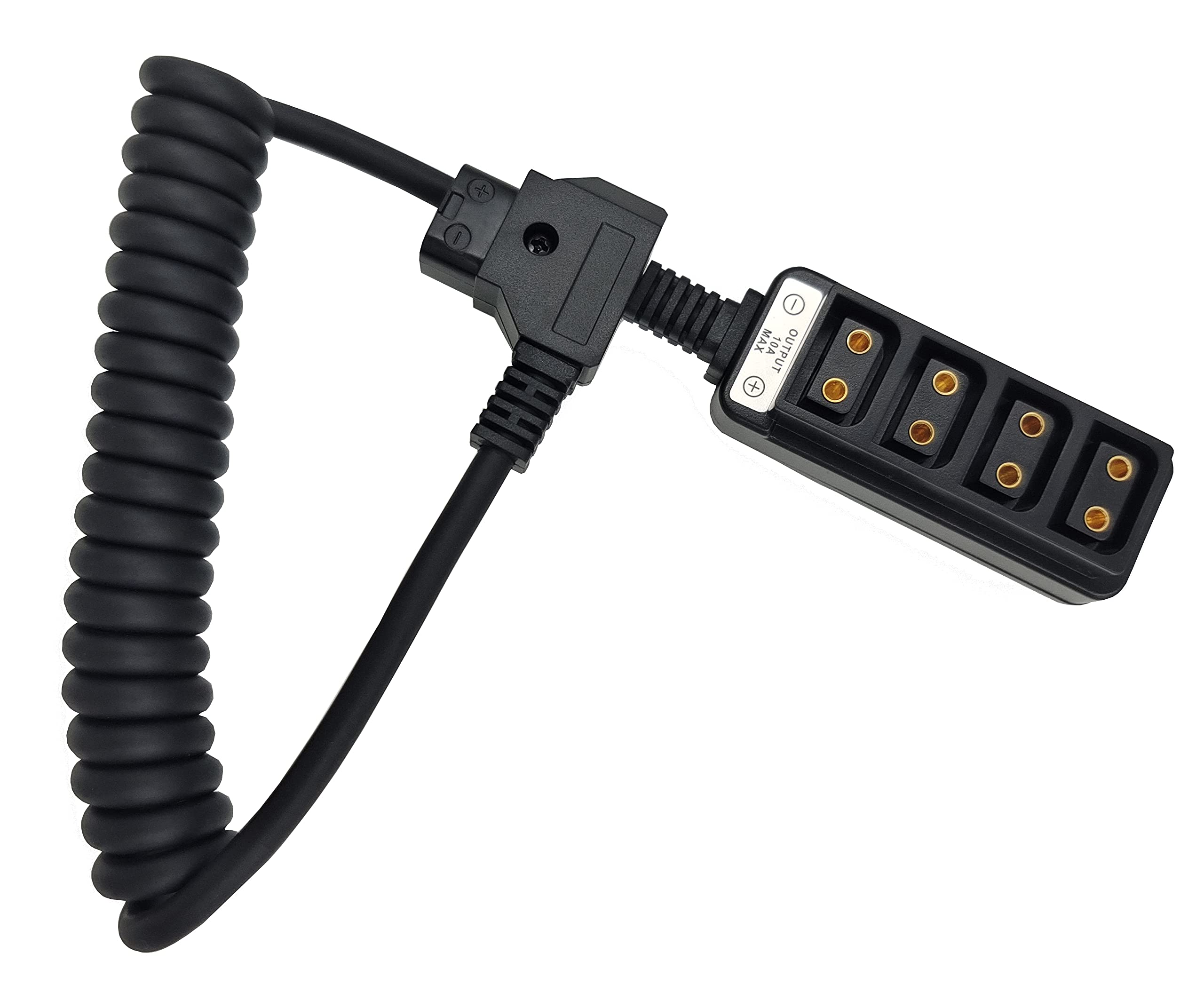 D Tap Male To 4 Port Female Splitter Power Cable Hub Connector Suitable For Anton Bauer V Mount Arri Red Camera Tilta Steadicam Idx Battery, Coiled Cable For D Tap Outputs, Length 40Inch