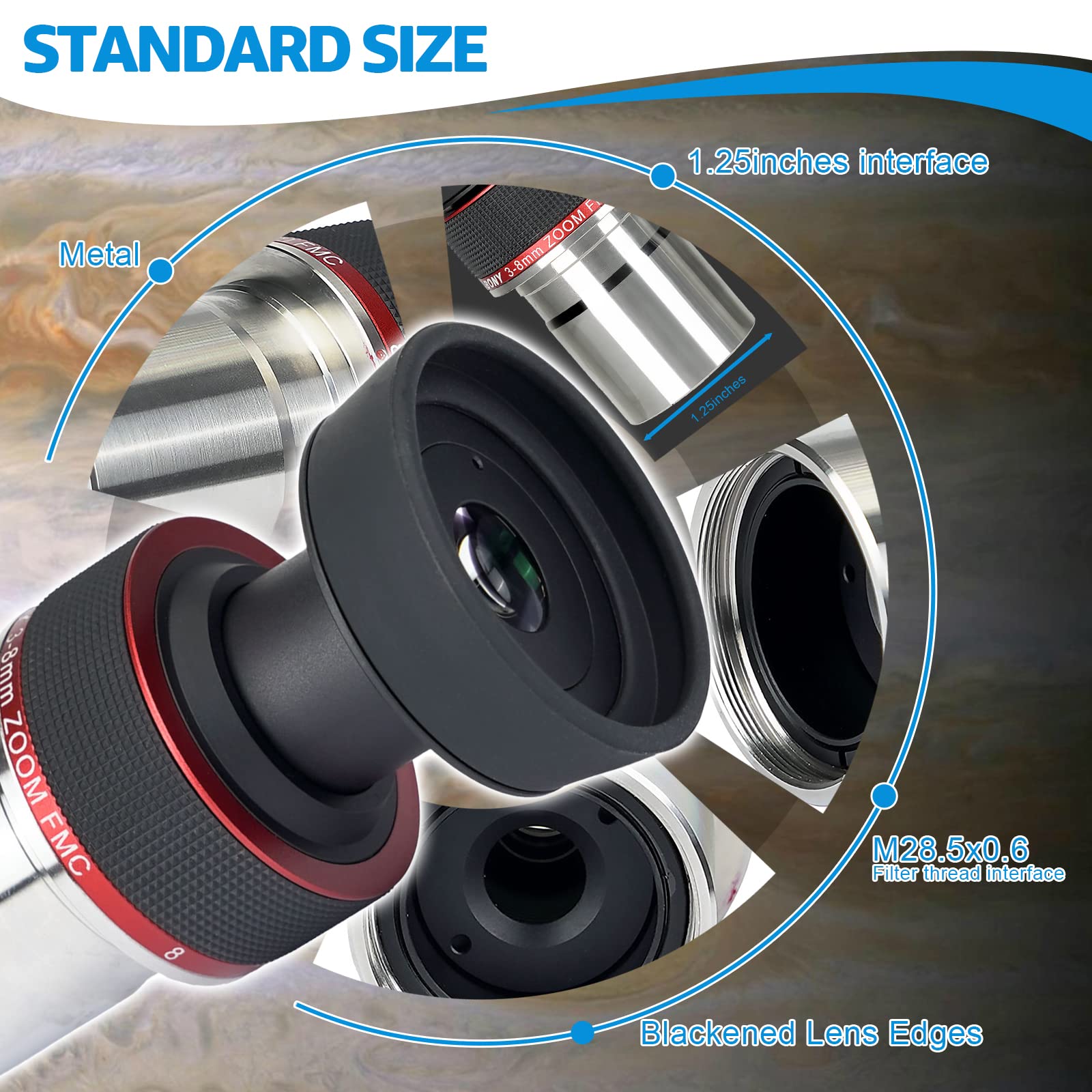 Svbony Sv215 Zoom Eyepiece, 1.25 Inch Zoom Lens, 3Mm To 8Mm Eyepiece With Parfocal Design, Telescope Accessory For High Power Lu