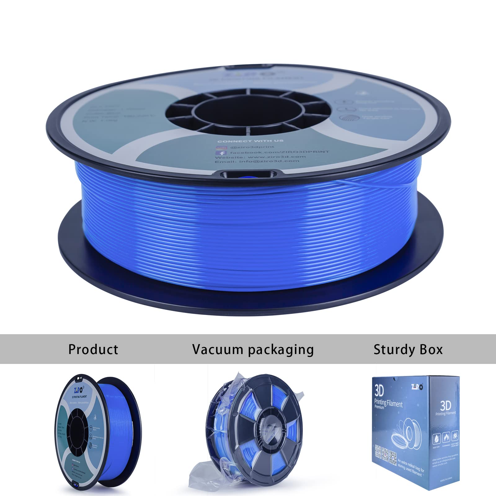 Ziro Pla Filament 175Mm,3D Printer Filament Pla Pro Basic Color Series 175Mm 1Kg(22Lbs), Dimensional Accuracy +  003Mm,Blue