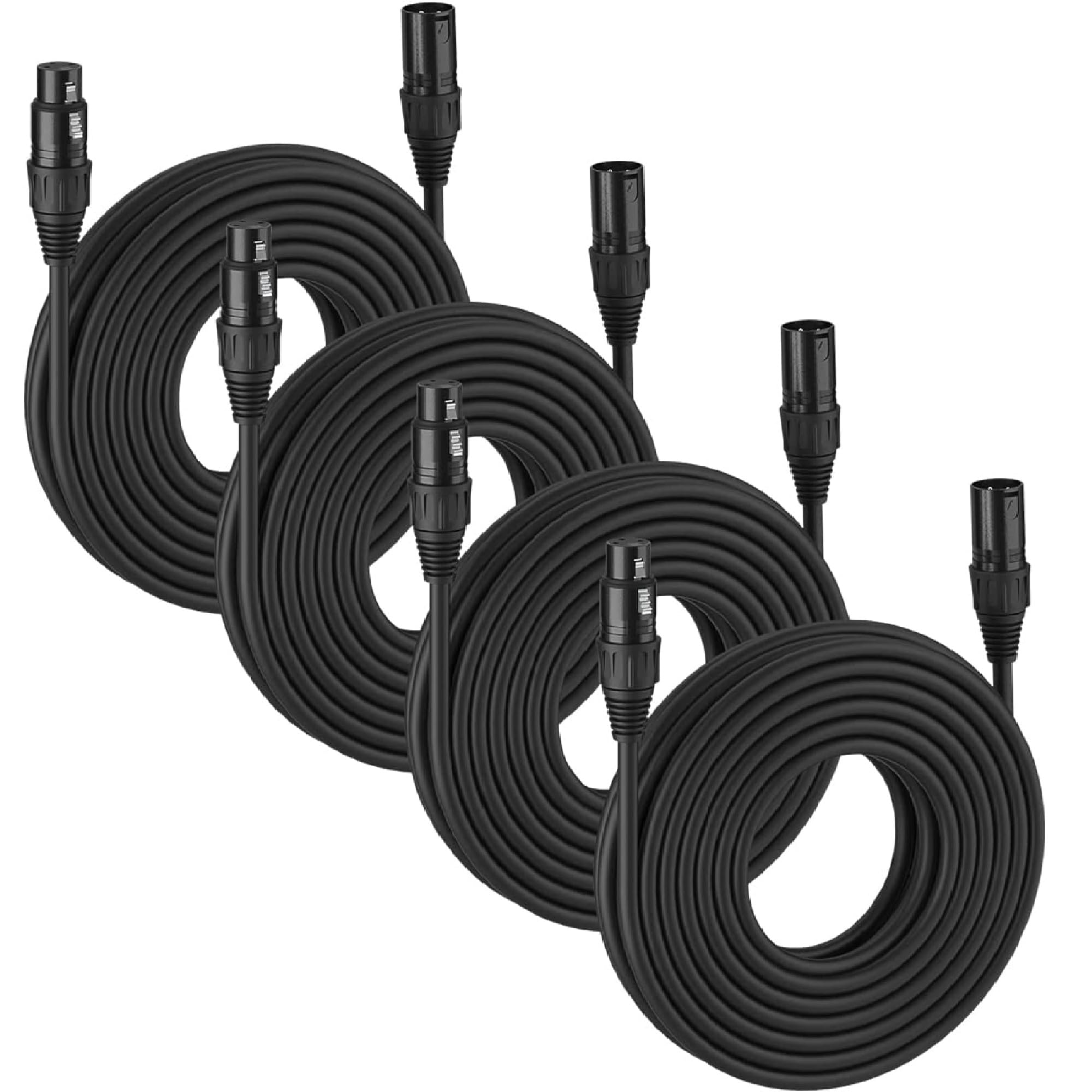 Mfl. 25 Ft Flexible Dmx Cable 3 Pin Signal Xlr Male To Female Cable Wire For Stage Lighting Dj Lights, 110 Ohms Impedance, Black