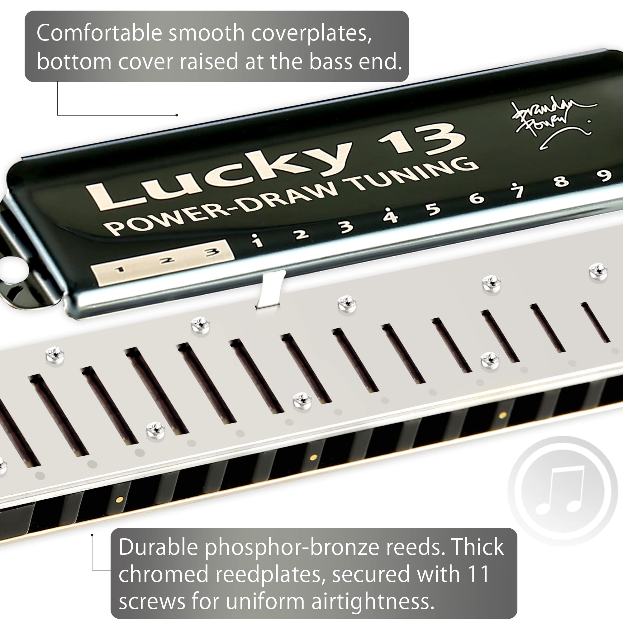 East Top Lucky 13 Bass Plus Blues Harmonica 13 Holes Diatonic Harp Mouth Organ Professional Musical Instruments Powerdraw A Key