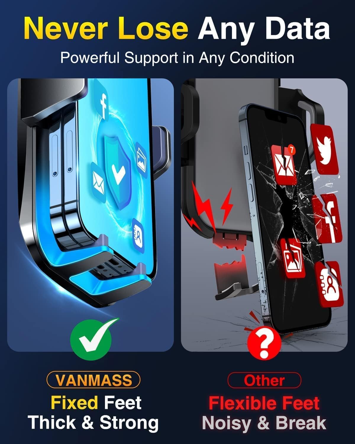 ?2025 Max Stable & Durable?Car Phone Holder Vanmass?Ultimate Military-Grade Suction?Cell Mount Truck Stand Cradle For Dashboard