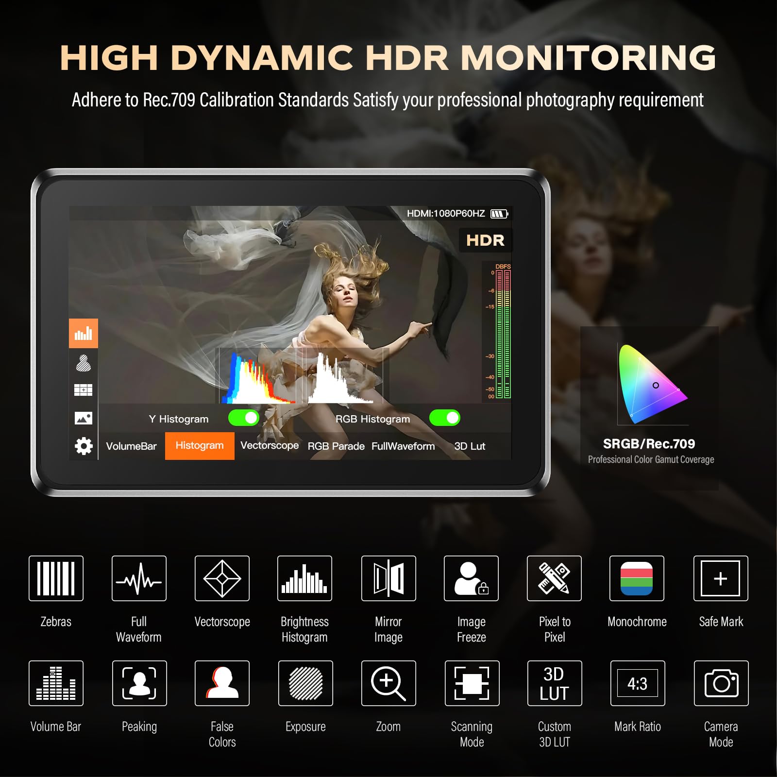 Viltrox Dc-X3 Touchscreen Camera Field Monitor,4K Hdmi In/Out Camera Video Monitor With Battery Sunshade Hood,Camera Touchscreen