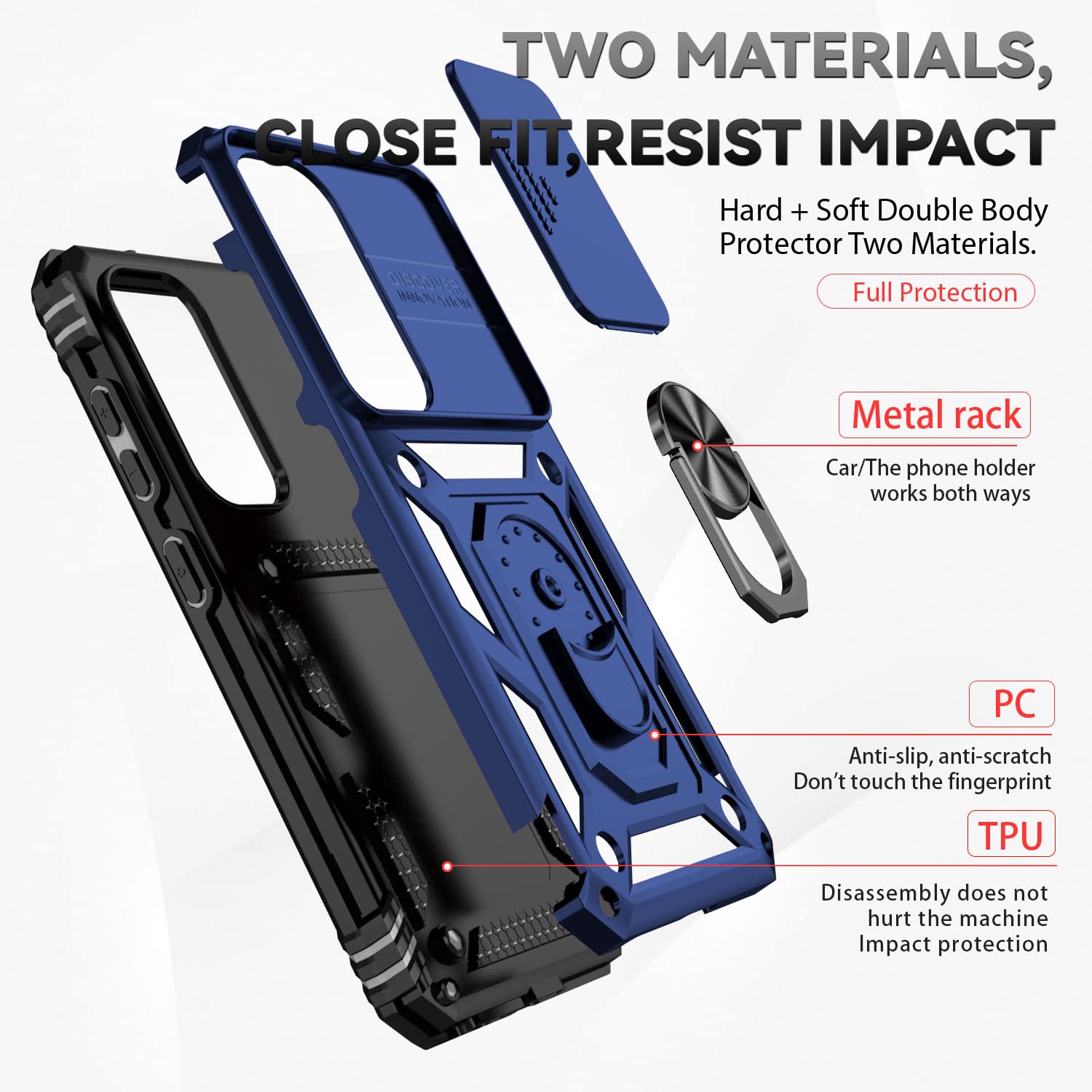 Sunstory For Samsung Galaxy S23 Plus Case With Hd Screen Protector & Kickstand & Slide Camera Cover,[Not For S23 Or S23 Ultra] [