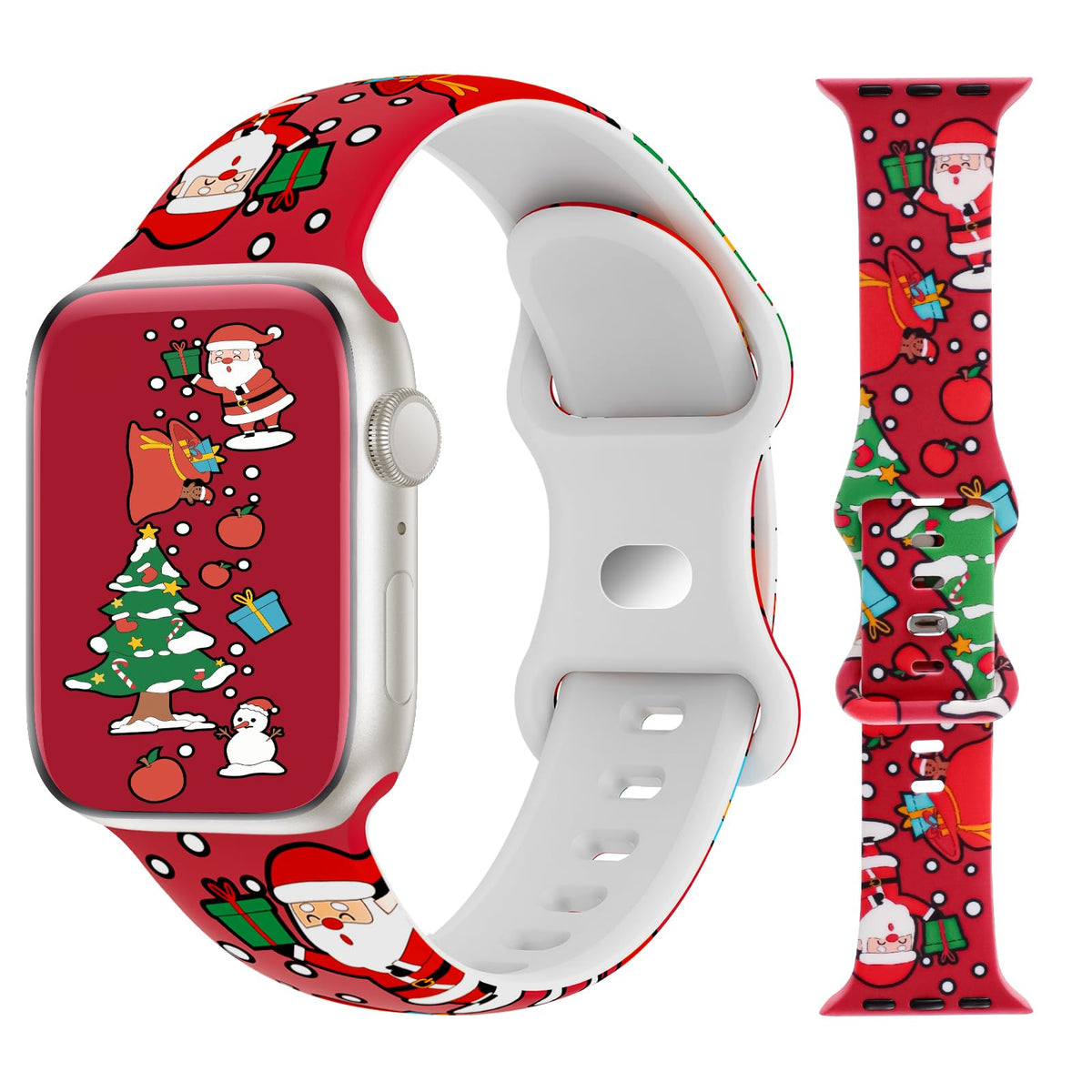 Tsaagan Christmas Silicone Bands Compatible With Apple Watch Band 38Mm 40Mm 41Mm 42Mm 44Mm 45Mm 49Mm, Soft Strap Pattern Printed