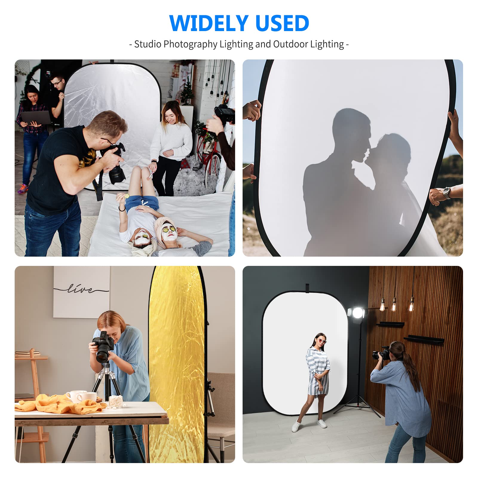 Neewer 59''X79''/150X200Cm Light Reflectors For Photography, Portable 5 In 1 Collapsible Multi Disc With Bag   Translucent, Silv