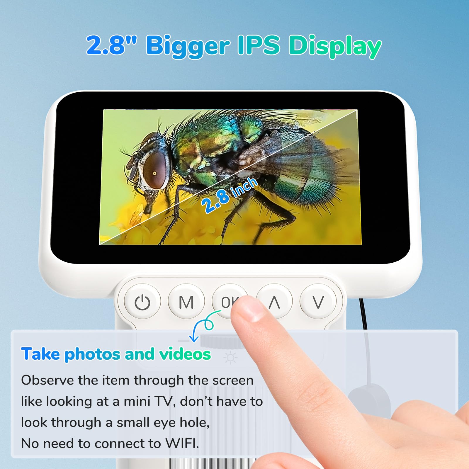 Lm013 Microscope For Kids Adults, Portable Microscope Science Kit For Kids 8 12, Handheld Pocket Mini Kids Microscope With 2.8''