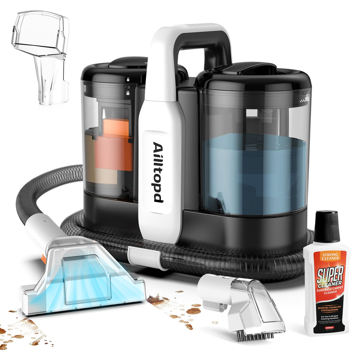 Portable Carpet & Upholstery Spot Cleaner, Powerful Suction & Spot Remover, Deep Stain Cleaning For Carpet, Car Seats, Pets, Sta