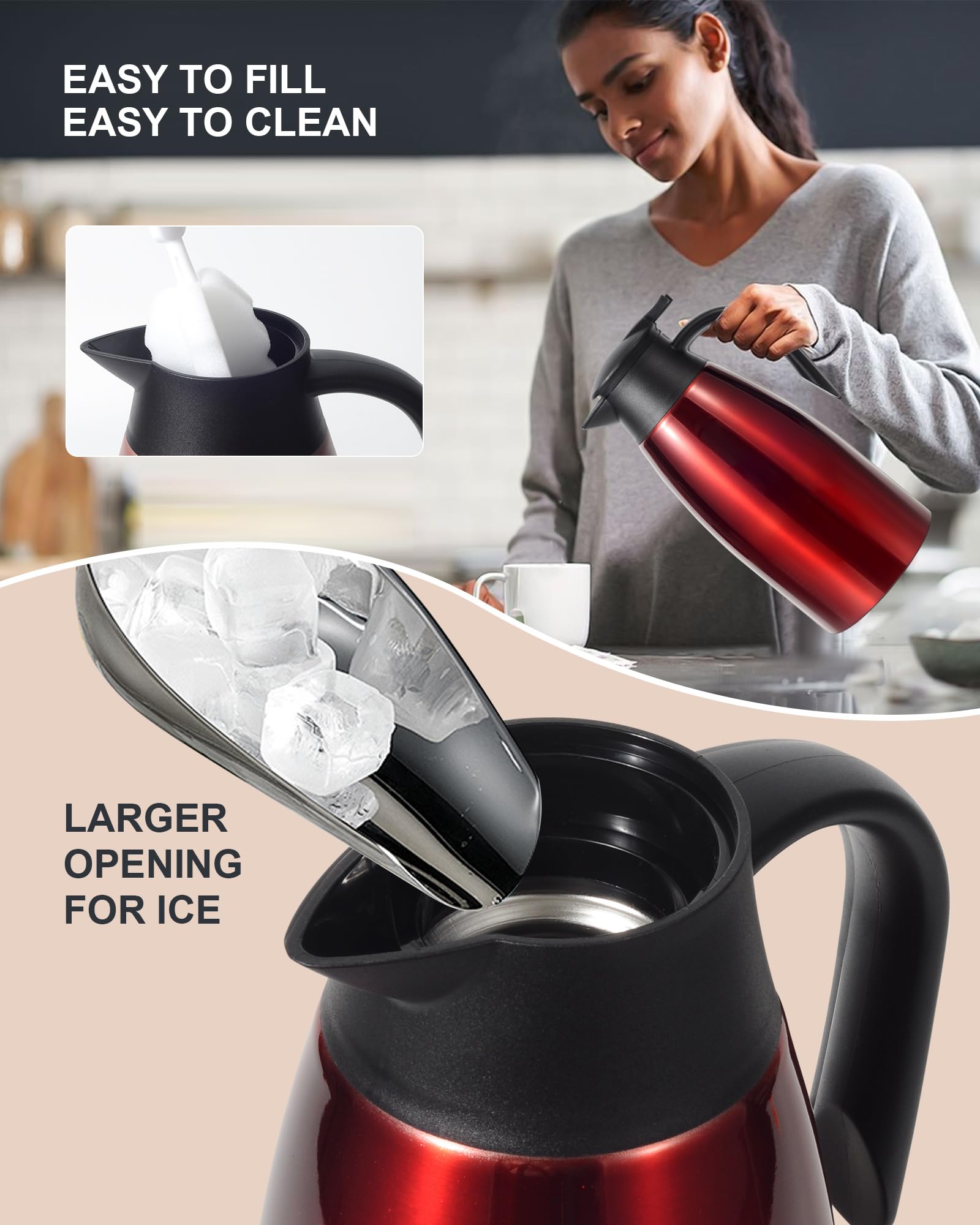 70Oz Thermal Coffee Carafe, Updated Insulated Stainless Steel Coffee Carafes For Keeping Hot Coffee & Tea Hot Beverage 12Hours,