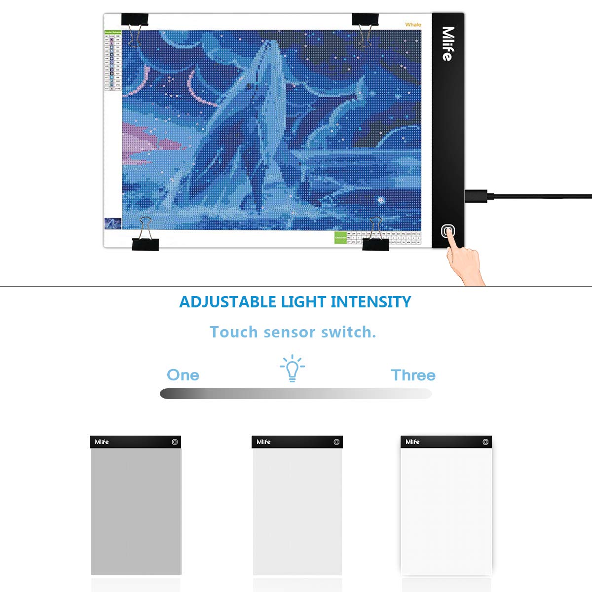 Mlife A4 Led Light Pad - Diamond Art Light Box Tracing Light Board With 3 Brightness, Ideal For Sketching, Animation, Drawing Li