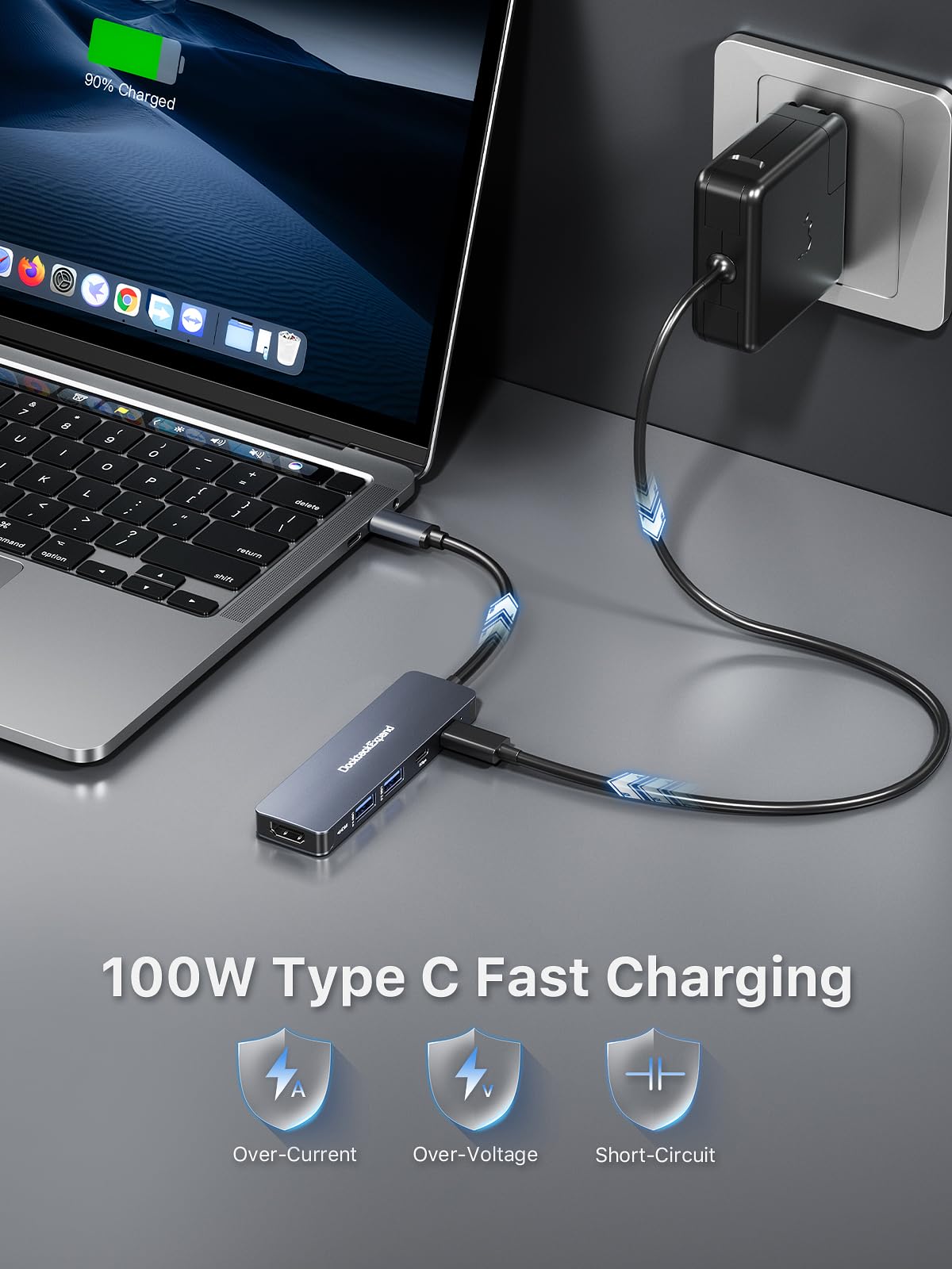 Usb C Hub, Dockteckexpand Usb C To Usb Adapter (5 In 1) With 4K Hdmi, 100W Power Delivery, 5Gbps Usb C Data Port & 2 5Gbps Usb A