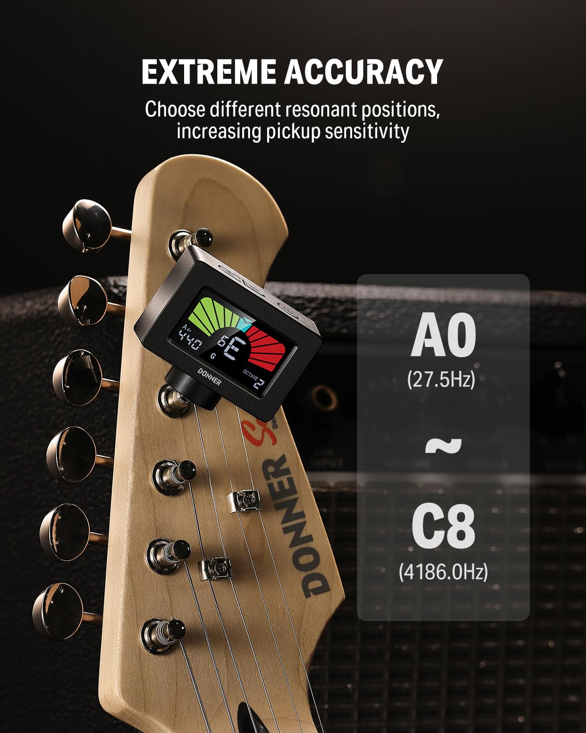 Donner Guitar Tuner Clip On Magnetic Guitar Tuner With Color Lcd Display For Acoustic/Electric Guitar Ukulele Bass Violin Banjo