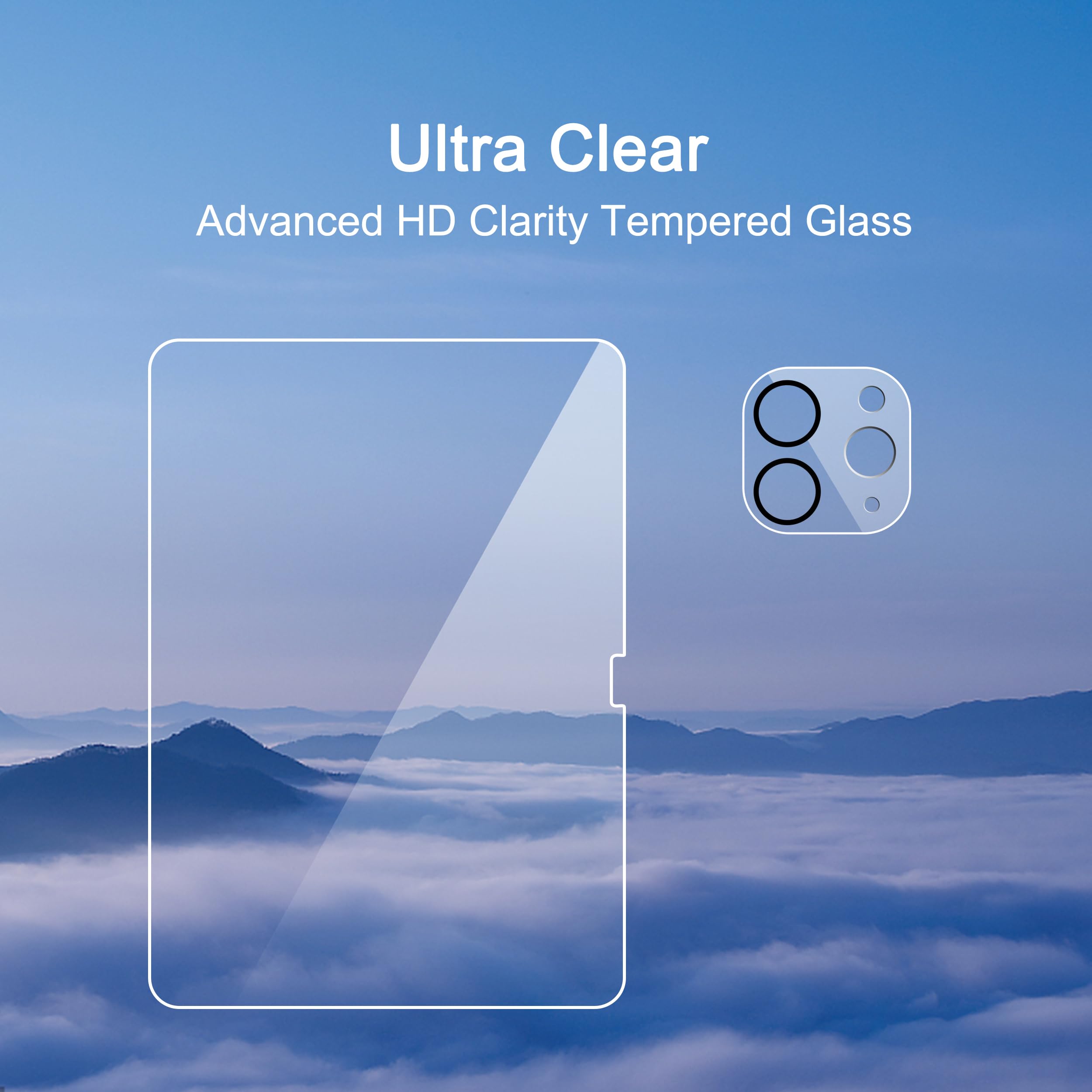 Ailun Screen Protector For Ipad Pro 11 Inch 2024 5Th Generation 2 Pack + 2 Pack Camera Lens Protector,Tempered Glass 0.33Mm,Face