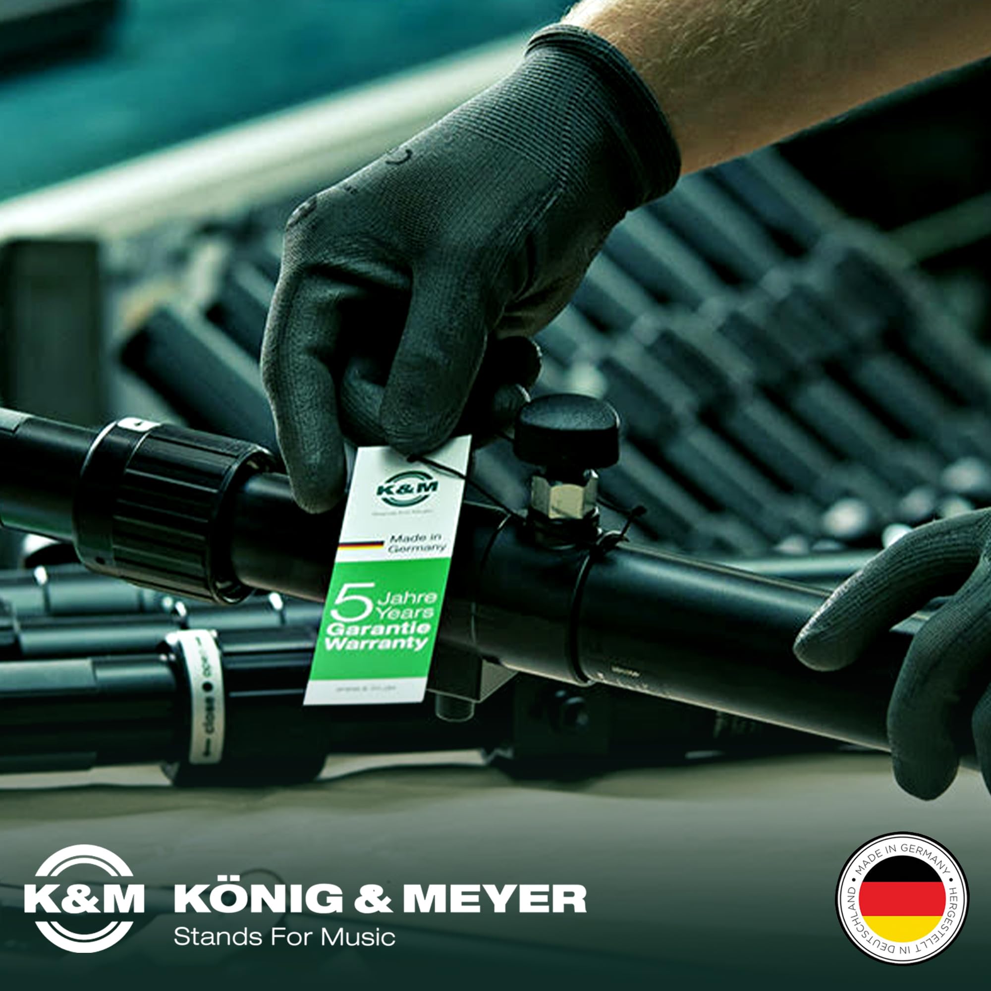 K&M Konig & Meyer 21080.500.55 Tripod Microphone Stand W/Telescoping Boom | Clutch Height Adjustment | Soft-Touch Lock | Folding