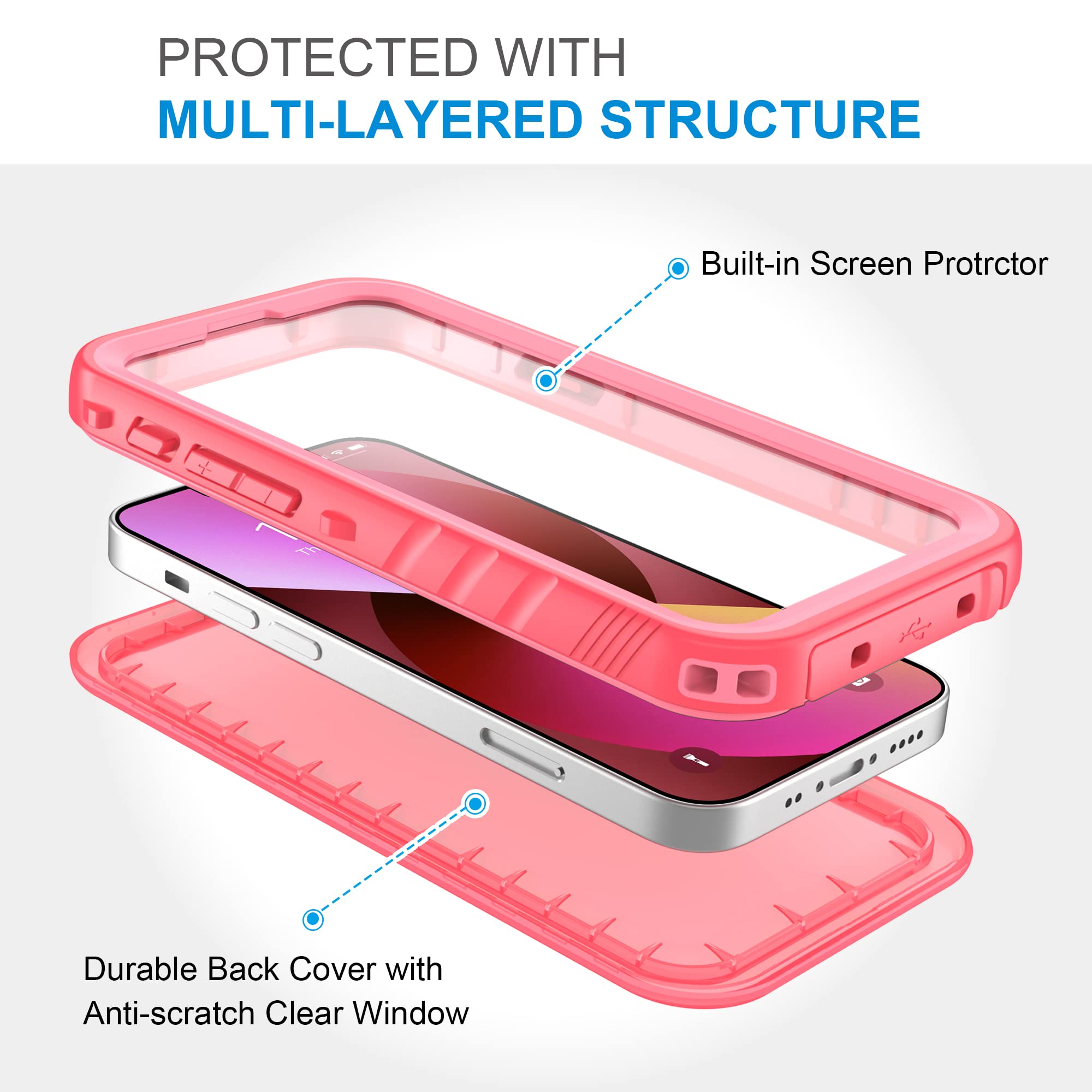 Sportlink Compatible With Iphone 13 Mini Waterproof Case   Full Body Shockproof Dustproof Phone Screen Protector Rugged Waterpro