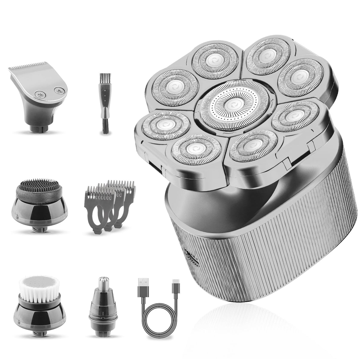 9D Electric Head Shavers For Bald Men, Detachable Bald Head Shavers For Men, 5 In 1 Mens Grooming Kit