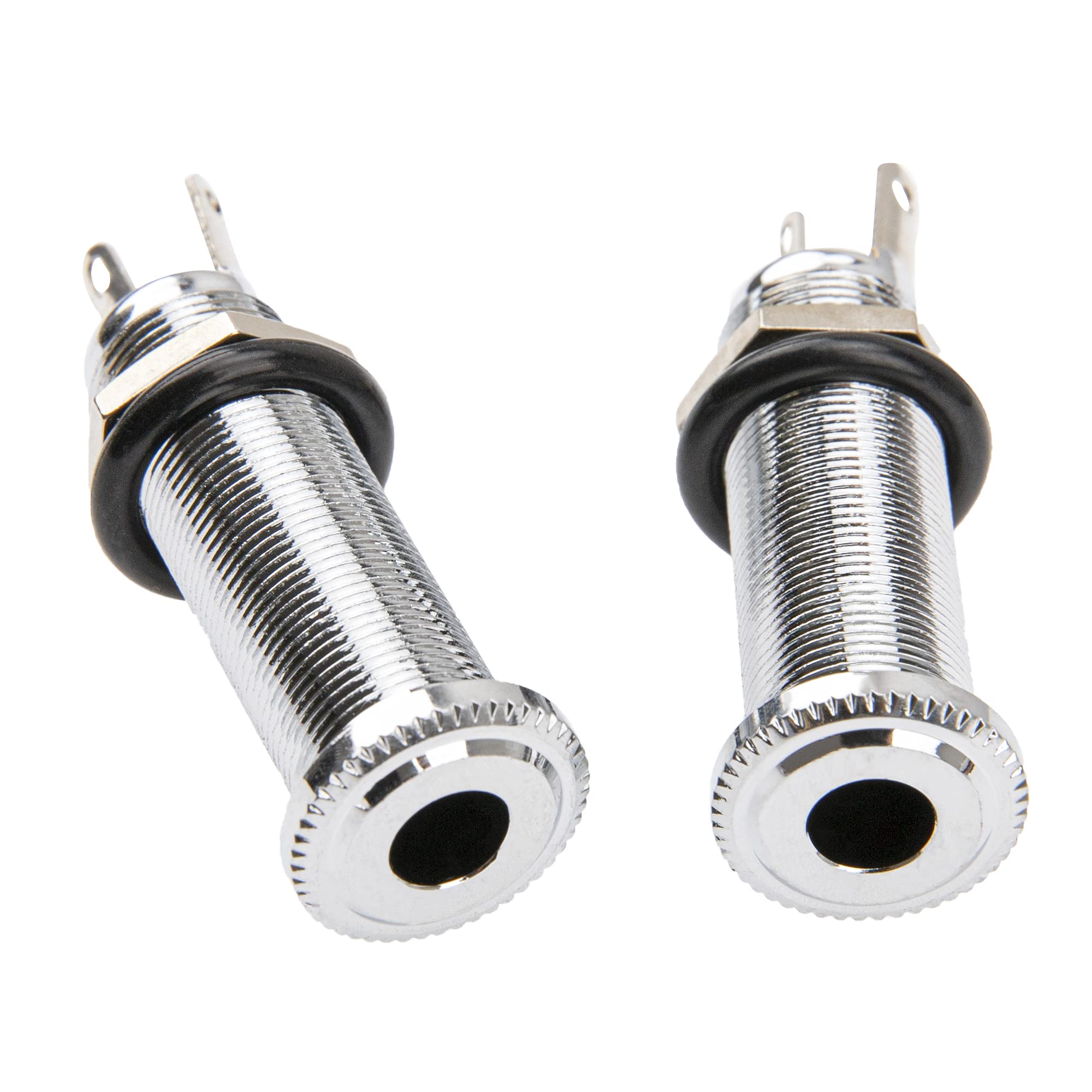 2Pcs Yootones Threaded Cylinder Output Jack Flush Mount Stereo Mono Jack Plug Sockets Compatible With Guitar Eq Pickup (Silver)