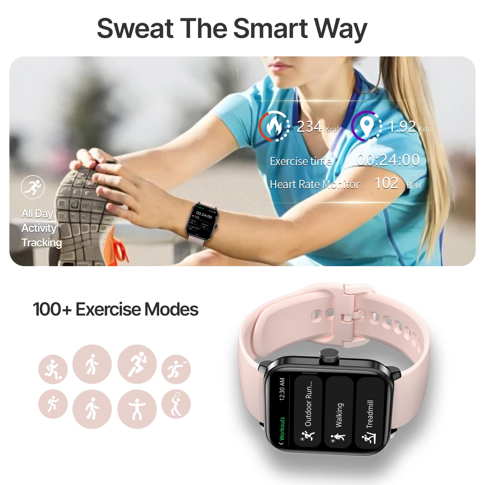 Smart Watch For Women(Answer/Make Call), 2025 New Smartwatch 1.83 '' Hd Fitness Watch With Gps Built-In, 100+ Sport Modes, Heart