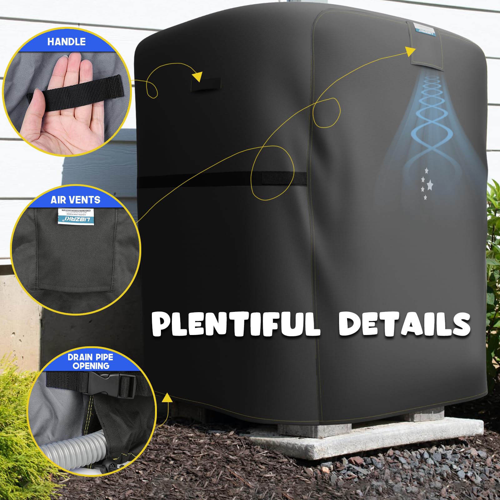 Libzaki Air Conditioner Cover Waterproof 600D Heavy Duty For Outside Units Durable Ac Cover Universal Sizes Square Fits Up To 32