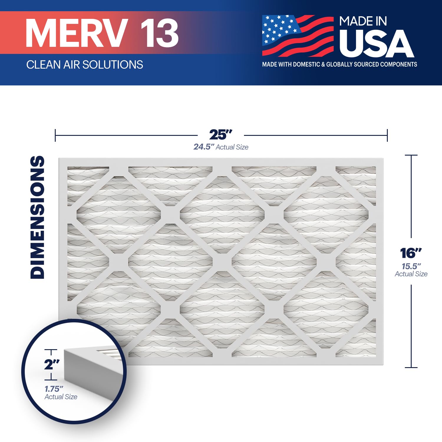Bnx Trufilter 16X25X2 Air Filter Merv 13 - Thumbnail 4