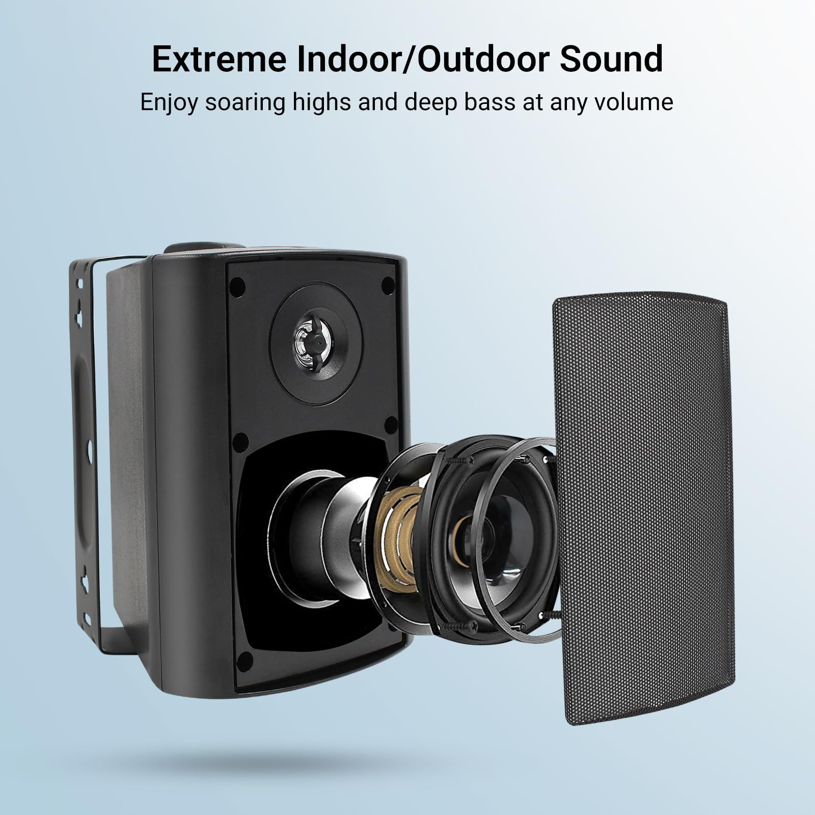 Herdio 4 Inch Outdoor Bluetooth Speakers Waterproof Wired 200 Watt,Indoor, Patio,Deck Wall Mount Speakers (Black)