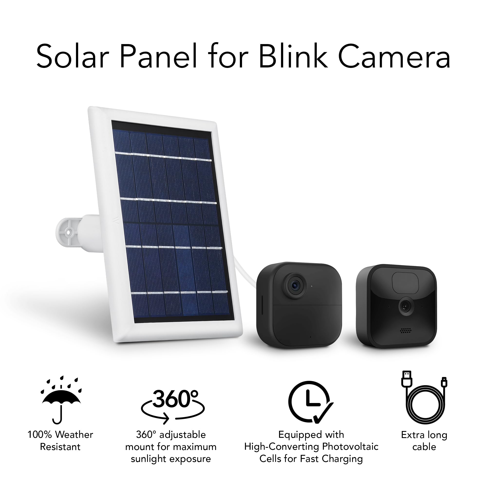 Wasserstein Solar Panel With Internal Battery   Compatible With Blink Outdoor 3/4 (White) (Camera Not Included)