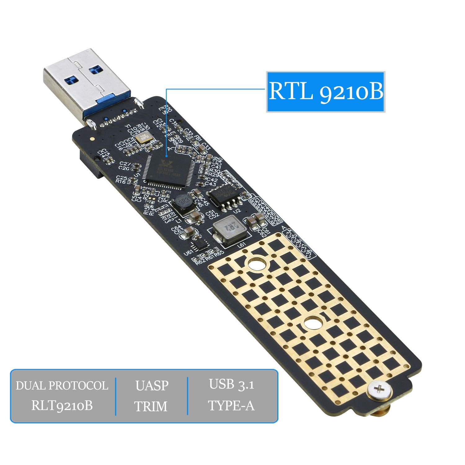 Riitop M.2 To Usb Adapter, Nvme To Usb 3.1 Reader Card Compatible With Both Nvme (Pci-E) M Key Ssd & (B+M Key Sata Based) Ngff S