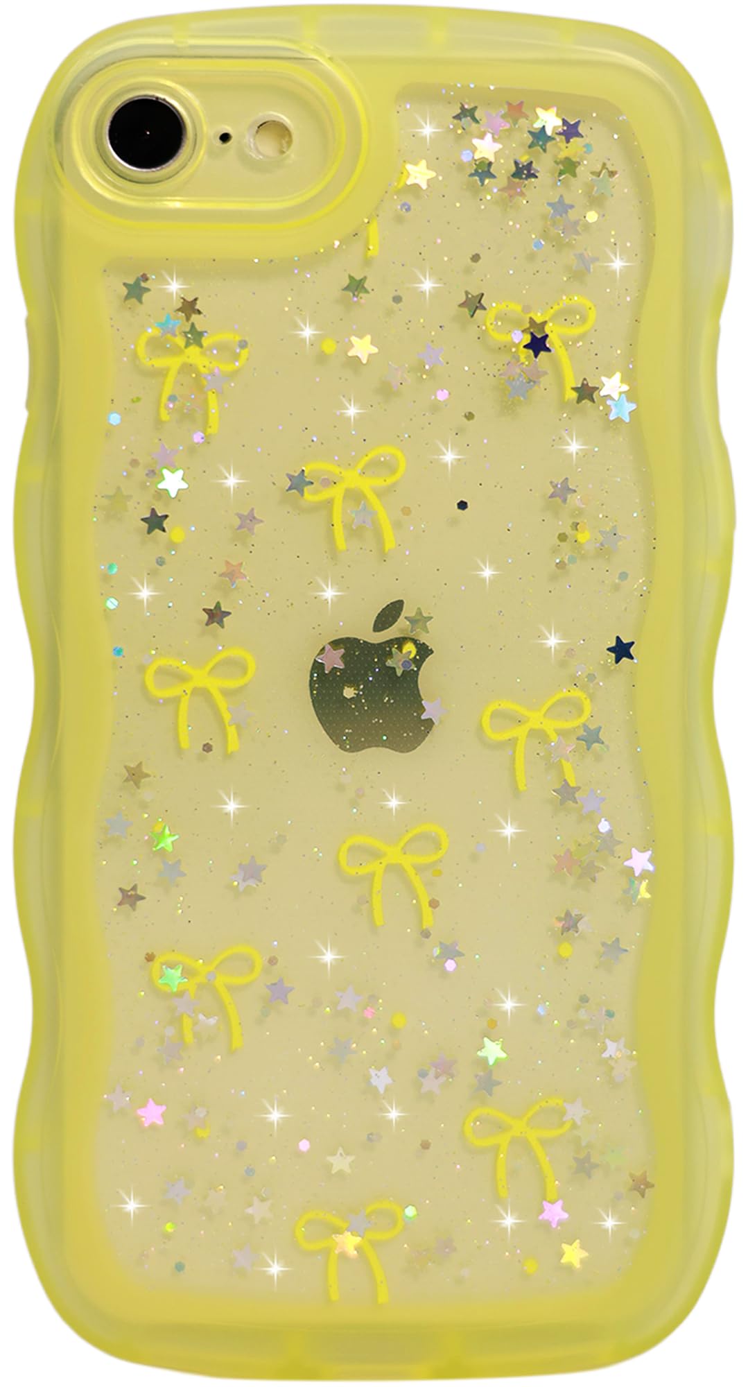 Qokey for iPhone 16E/17E Case(6.1), Glitter Star & Curved Edge Handle Grip Design, Military-Grade Shockproof Clear TPU Cover, Sp
