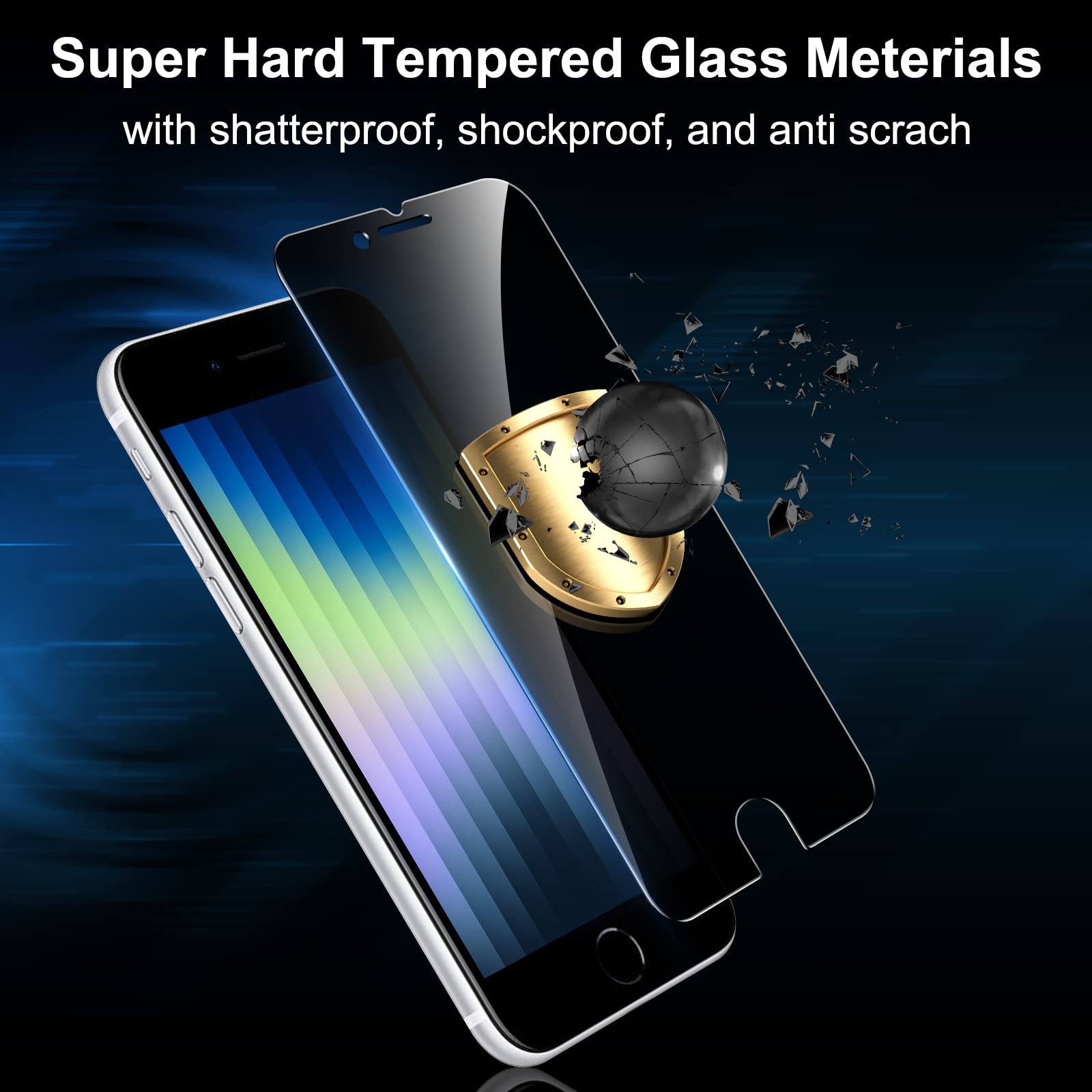 [2 Pack] Privacy Screen Protector For Iphone Se 2020 2Nd / 2022 3Rd Generation, Iphone 8, Iphone 7 /6S/6, 4.7 Inch, Ymhml Anti S