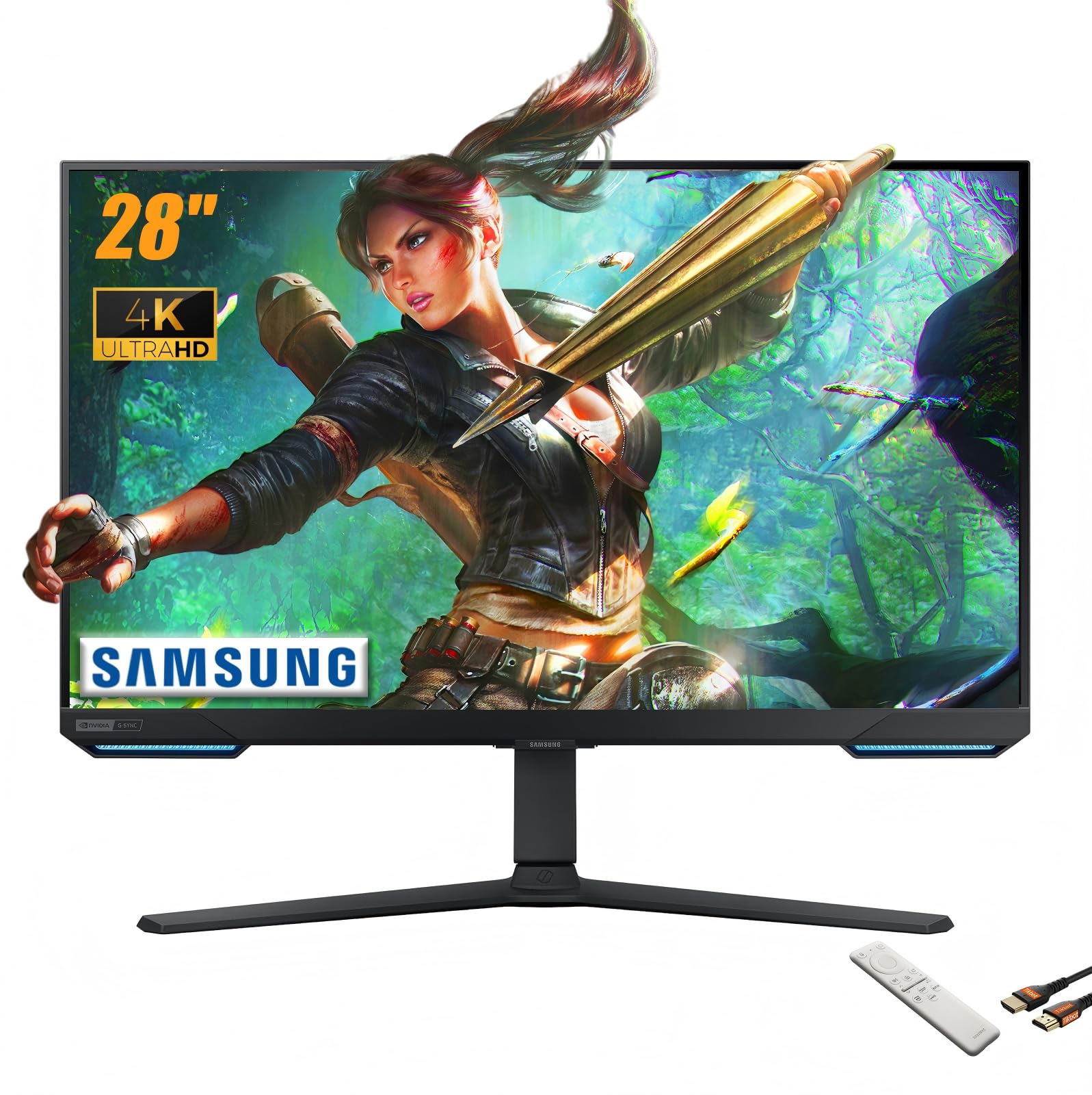 Samsung Odyssey G7 Series 28-Inch UHD(3840 x 2160) Gaming Monitor | Built-in Speakers | HDR 400 144Hz 1ms | G-Sync and FreeSync 