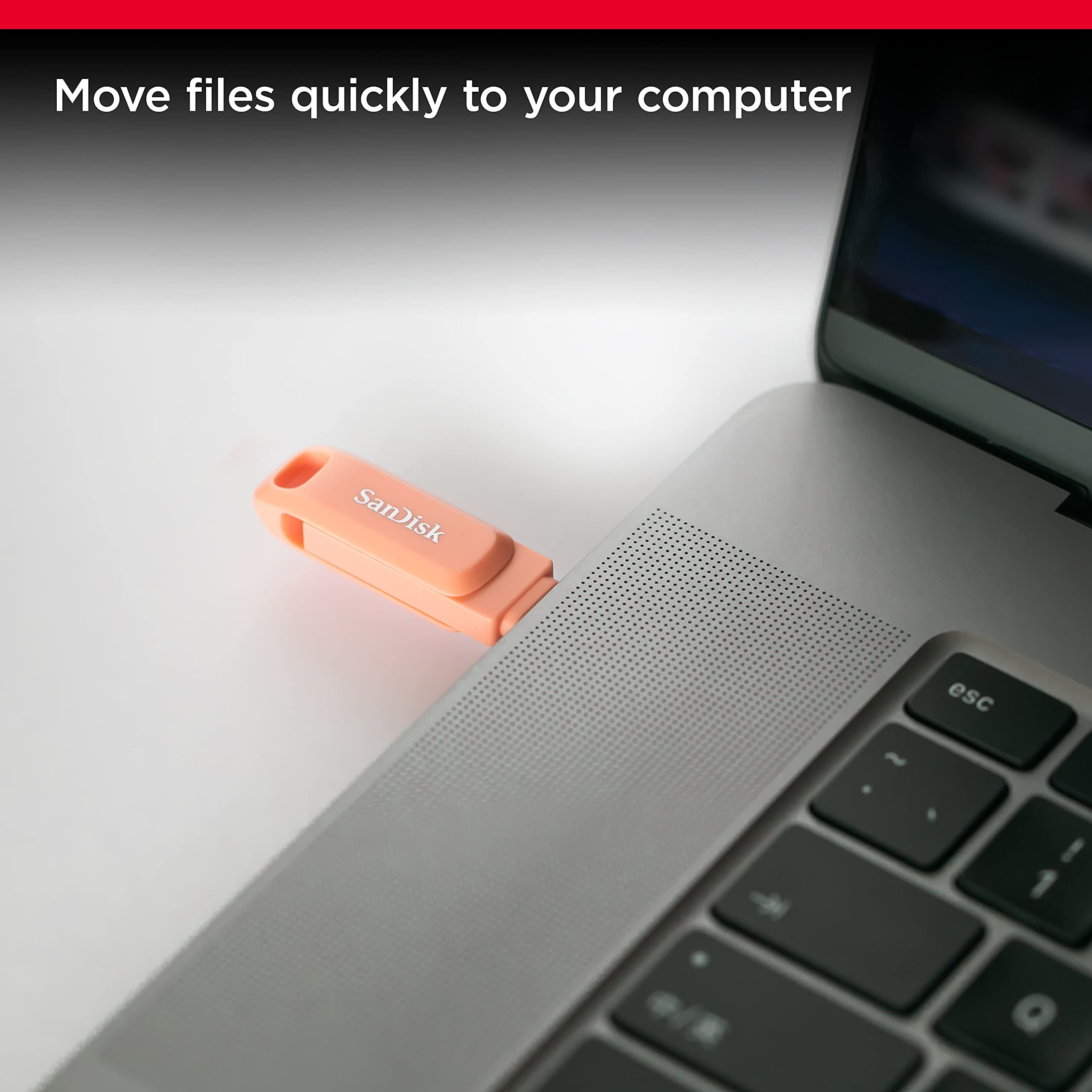 Sandisk 128Gb Ultra Dual Drive Go Usb Type-C Flash Drive, Peach - Sdddc3-128G-G46Pc