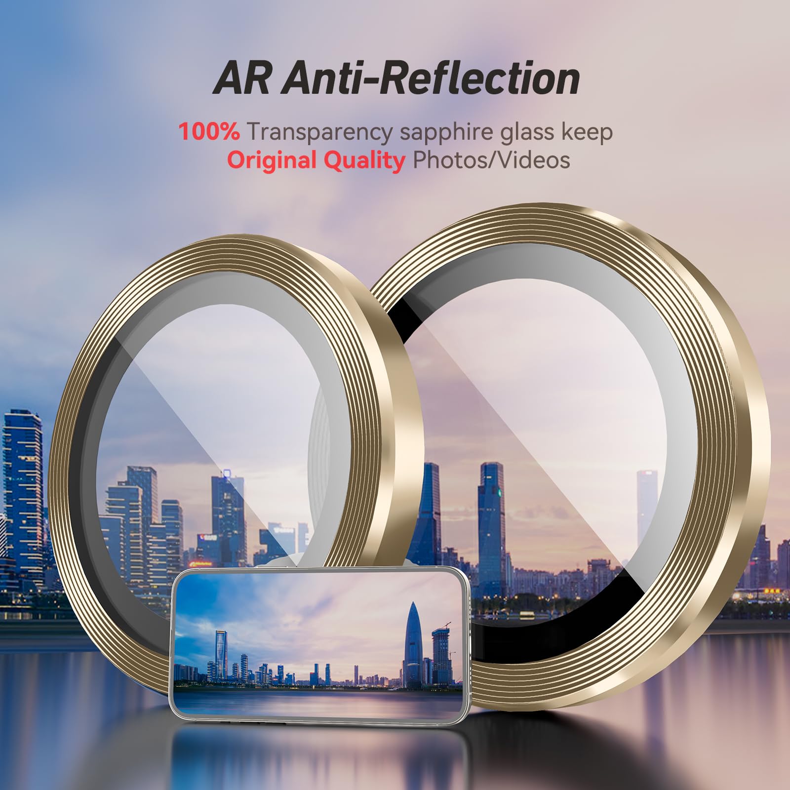 Jeluse 3X2 Pack Compatible For Iphone 15 Pro Max/Iphone 15 Pro Camera Lens Protector 9H Tempered Glass Cover, Drop Protection, S