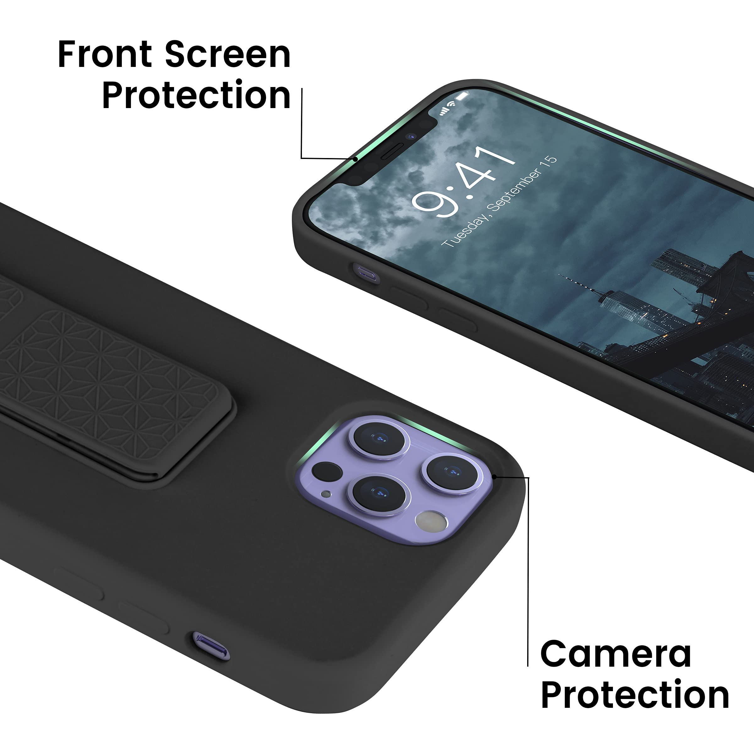 Laudtec Silicone Kickstand Case Compatible With Iphone 12/12 Pro Case Vertical And Horizontal Stand Hand Strap Kickstand, Flexib