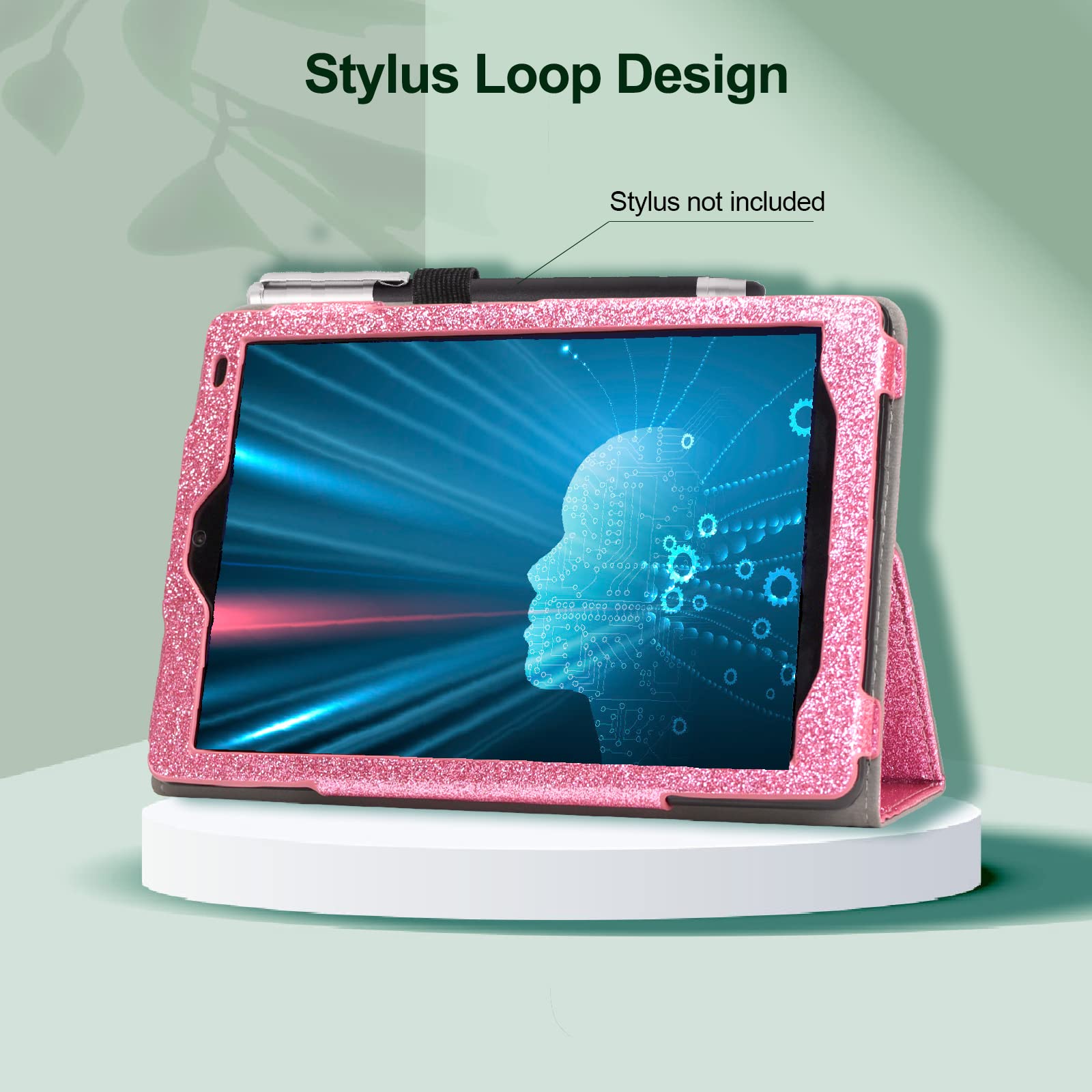 Jkhandy Case For Moxee Tablet 2 8 Inch 2022 Release (Model: Mt T8B22), Folio Pu Leather Stand Cover With Pencil Holder, Glitter