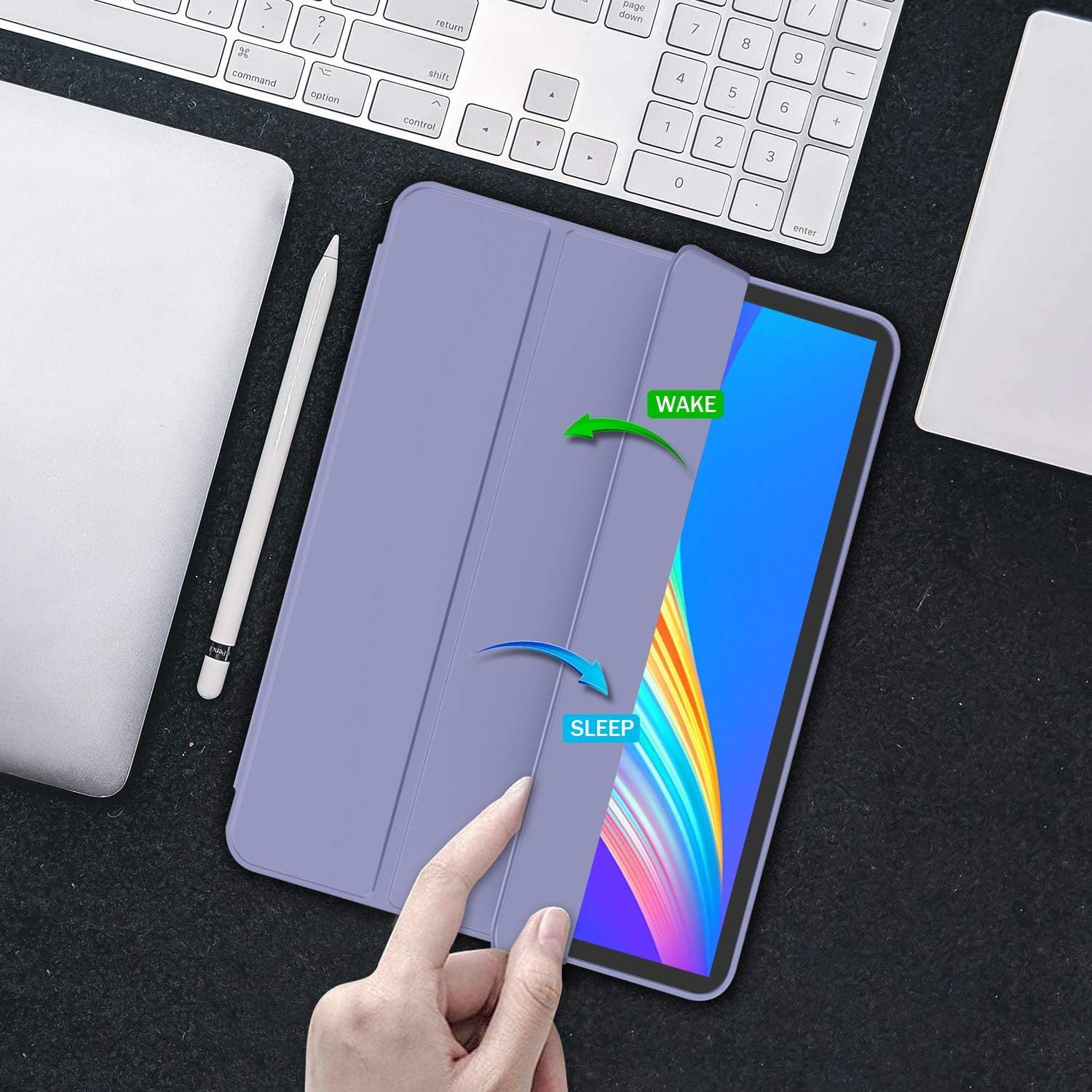 Imieet Ipad Pro 13 Inch Case M4 (2024) With Pencil Holder, [Support Pencil Pro And Pencil (Usb C)],Trifold Stand Smart Case With Soft Tpu Back, Auto Wake/Sleep (Lavender)