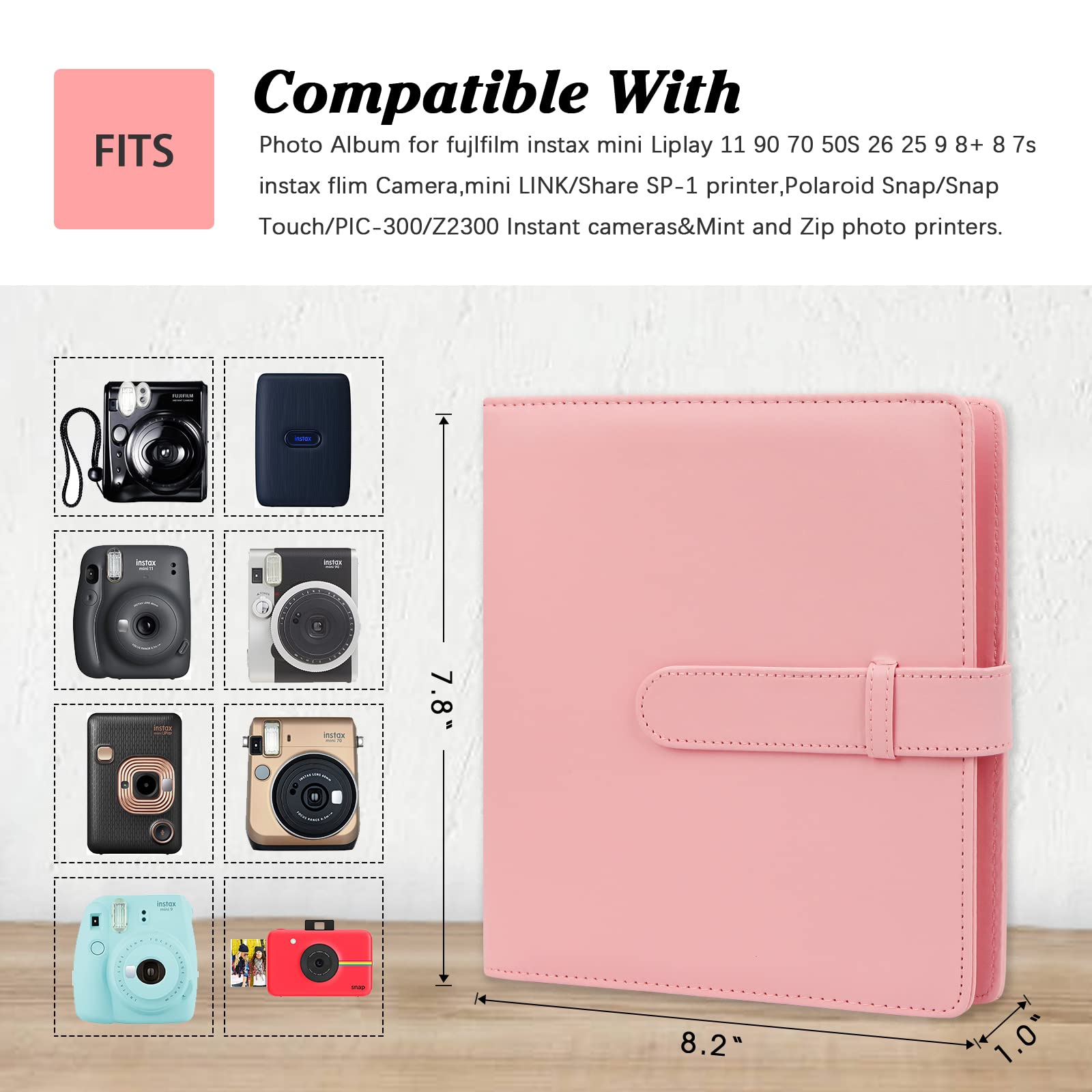 256 Photos Album For Fujifilm Instax Mini Camera/Polaroid 2�X3� Pictures, 2X3 Photo Album Book For Fujifilm Instax Mini 11 12 Evo 9 90 70 40 8 Instant Camera & Instax Mini Instant Film (Pink)
