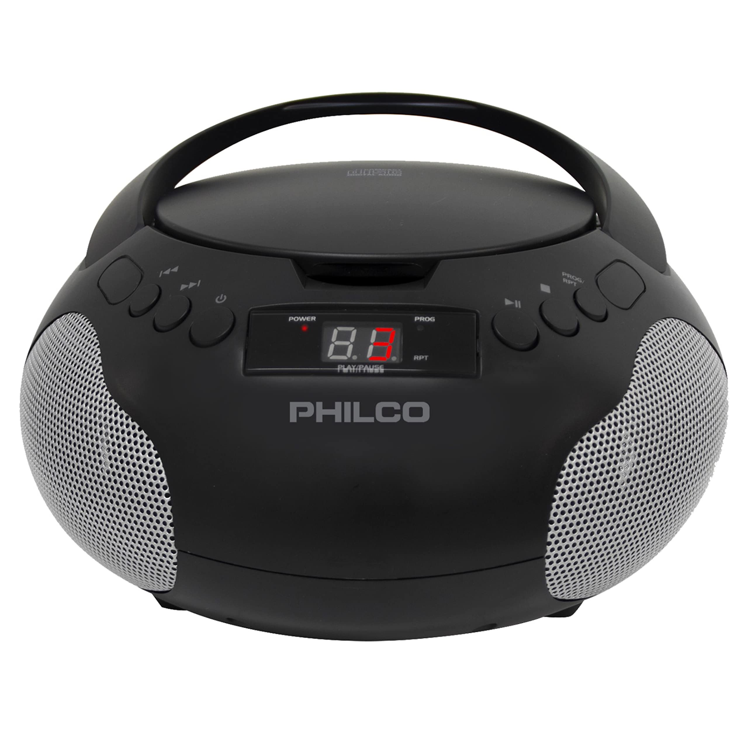 Philco Portable Cd Player Boombox With Speakers And Am Fm Radio | Black Boom Box Compatible With Cd R/Cd Rw And Audio Cd | 3.5Mm