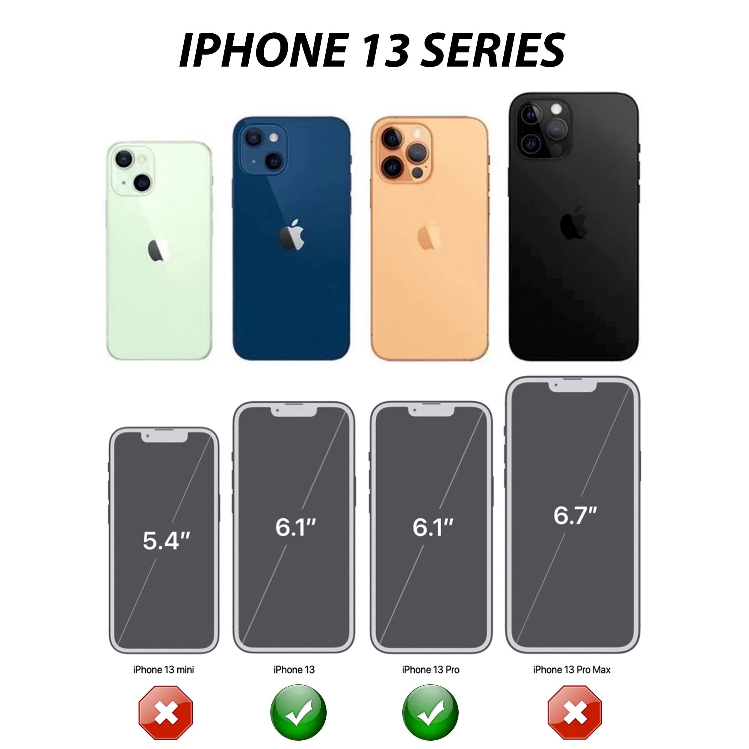 Wallskin Case For Iphone 13 Pro (6.1 ) With 2 Screen Protectors | Heavy Duty Full Body Military Grade Drop Protection Carrying C