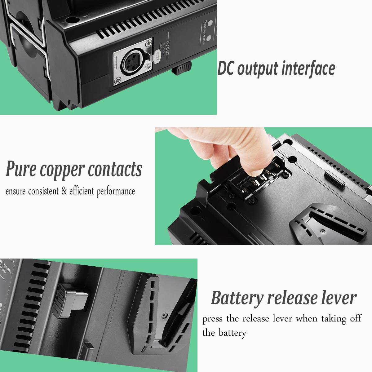 Dual Channel V Mount/V Lock Battery Charger Compatible With All 14.4V/14.8V V Mount Batteries,V Mount Brick (Battery Not Include