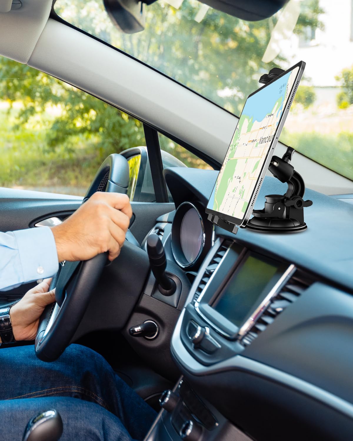 Windshield Car Tablet Holder, Heavy Duty Suction Cup Window Dashboard Tablet Mount For Car/Truck/Vehicle/Suv With 1/4'' Screw Fo