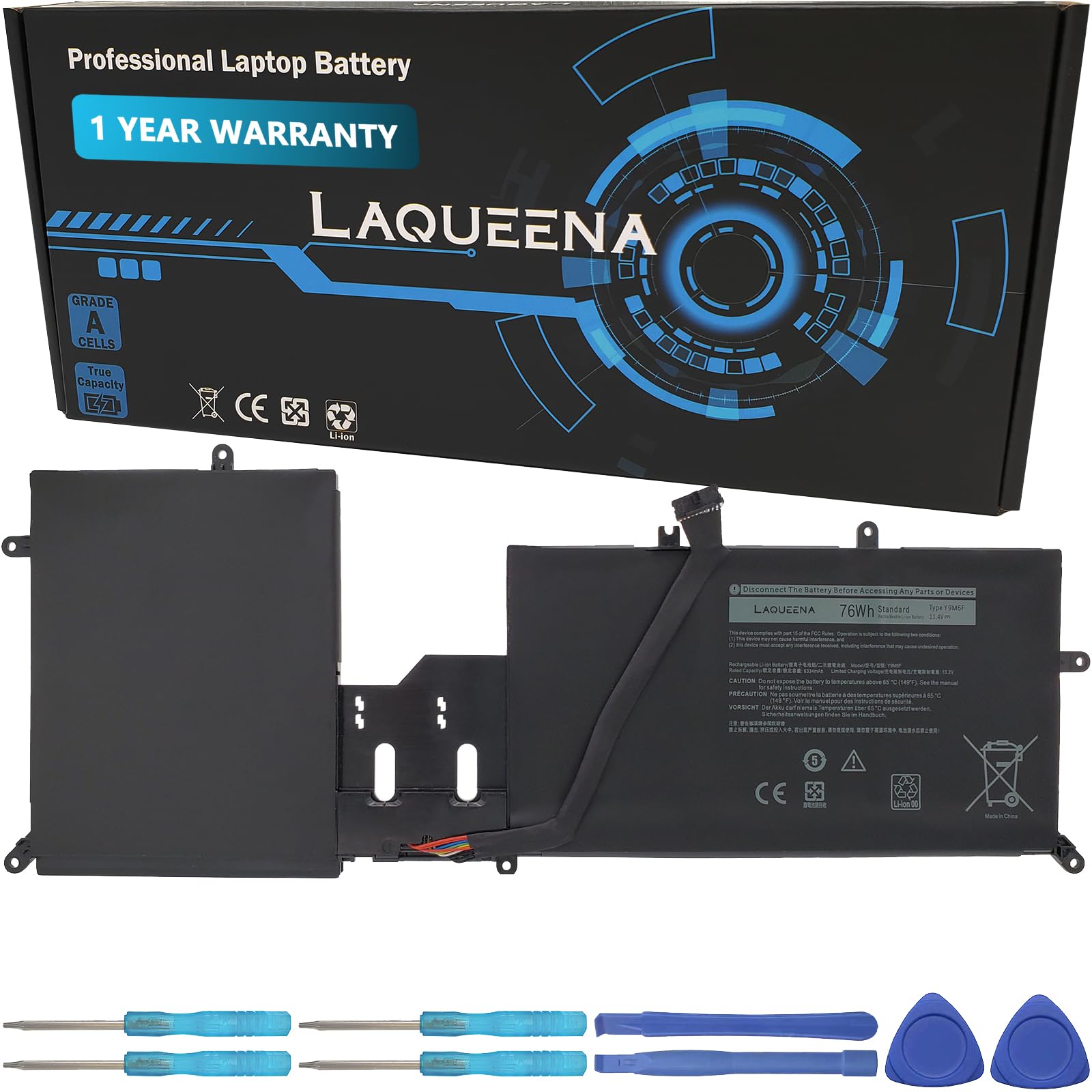 Laqueena Y9M6F Laptop Battery Compatible With Dell Alienware M15 R2 P87F Alienware M17 R2 P41E Series 0Y9M6F 8K84V 08K84V 11.4V