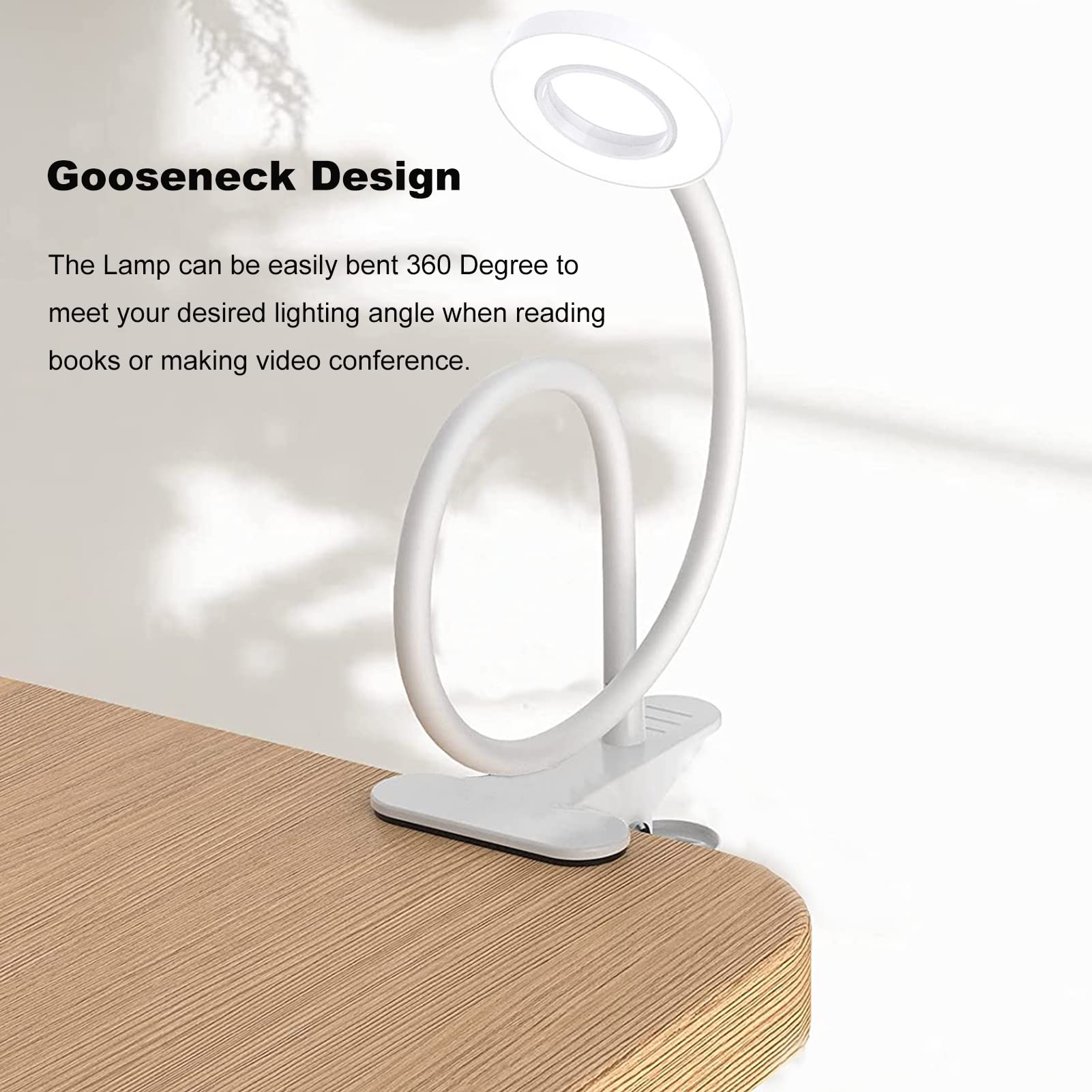 Luxlumin Led Desk Lamp With Clamp For Video Conference Lighting, Usb Light For Laptop Zoom Meetings, Clip On Led Ring Light For