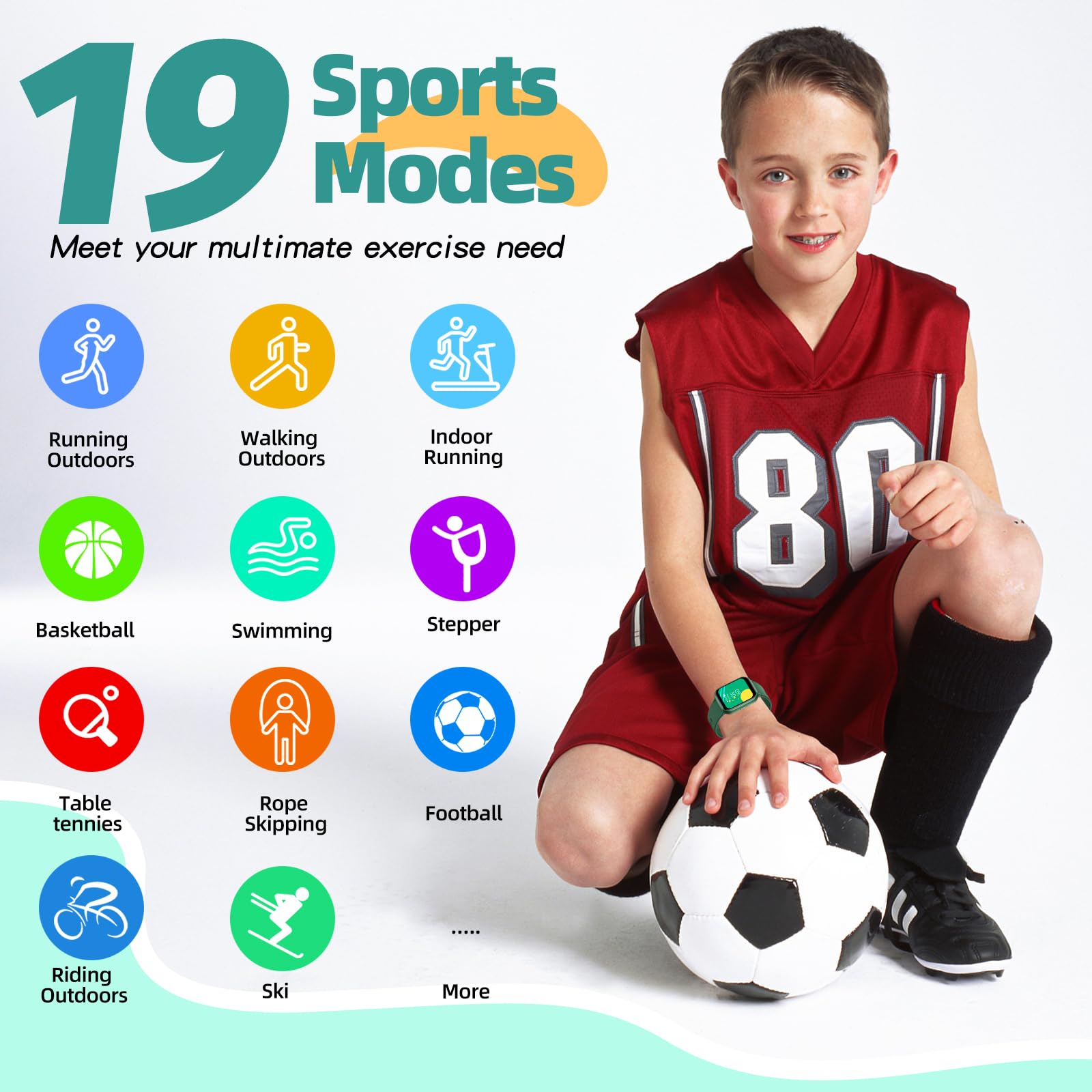 Yousoku Kids Smart Watch Girls Boys, Fitness Tracker Watch For Kids, 1.5'' Diy Dial, 19 Sport Modes, Sleep Monitor, Pedometers,