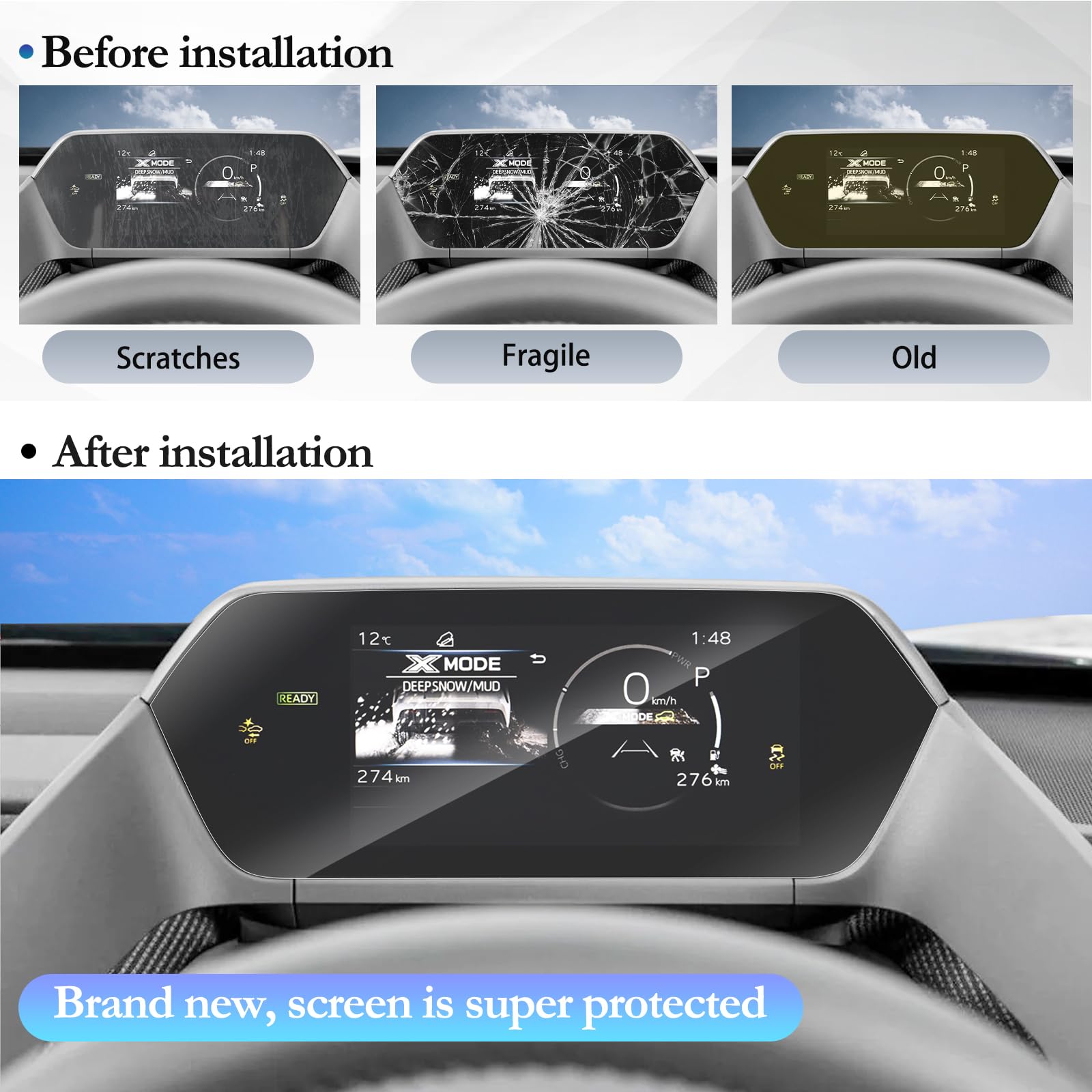 Sktu Screen Protector For 2023 2024 2025 Toyota Bz4X / Subaru Solterra Digital Gauge Cluster Screen Toyota Bz4X 2024 2025 Accessories Ultra Clear