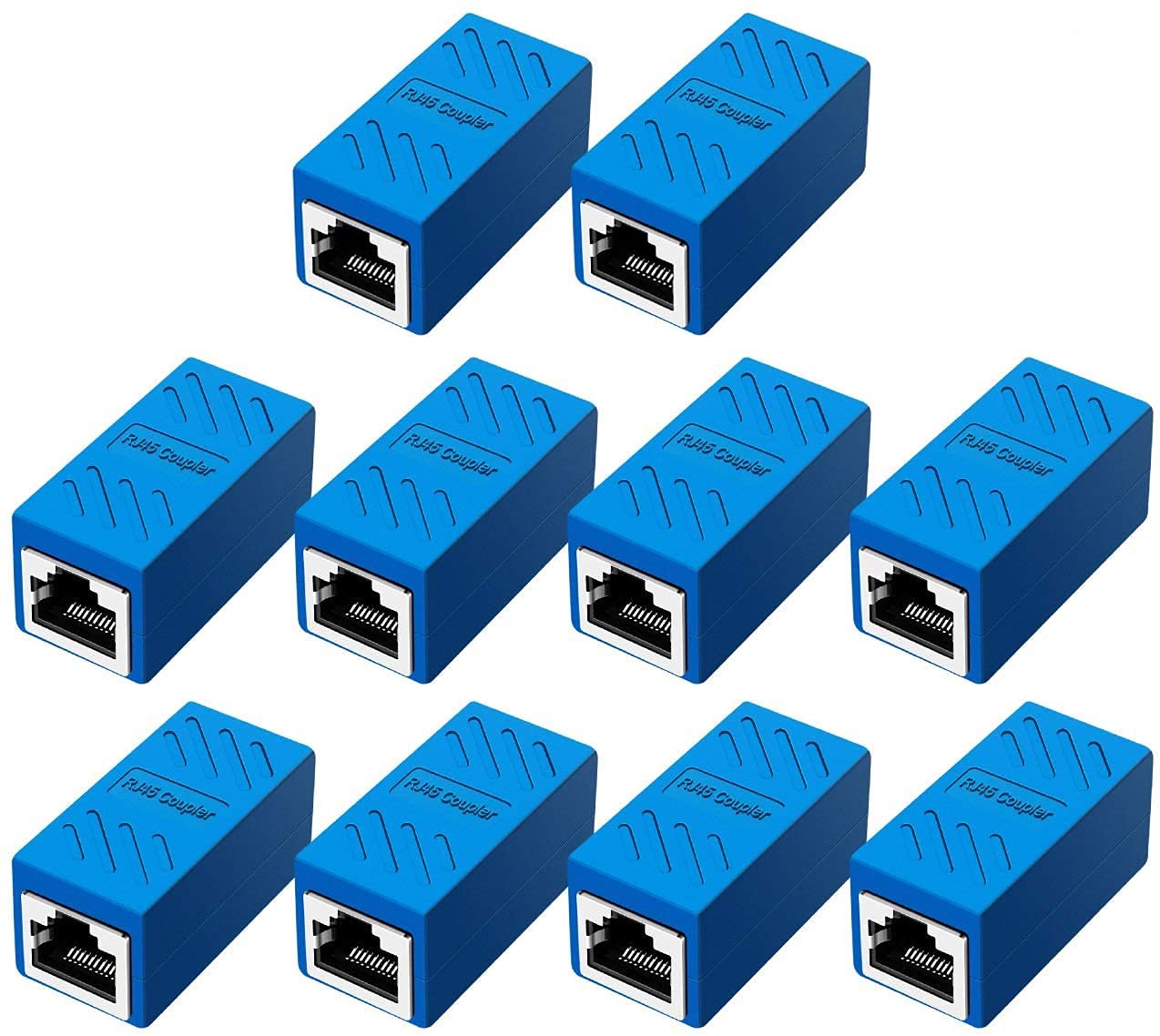 Zuzong Network Coupler, Ethernet Cable Extender Female To Female, Cat6 Inline Couplerin, Cat5 Connectors, For Cat7/Cat6/Cat5/Cat5E Ethernet Extension Cable (10 Pack Blue)
