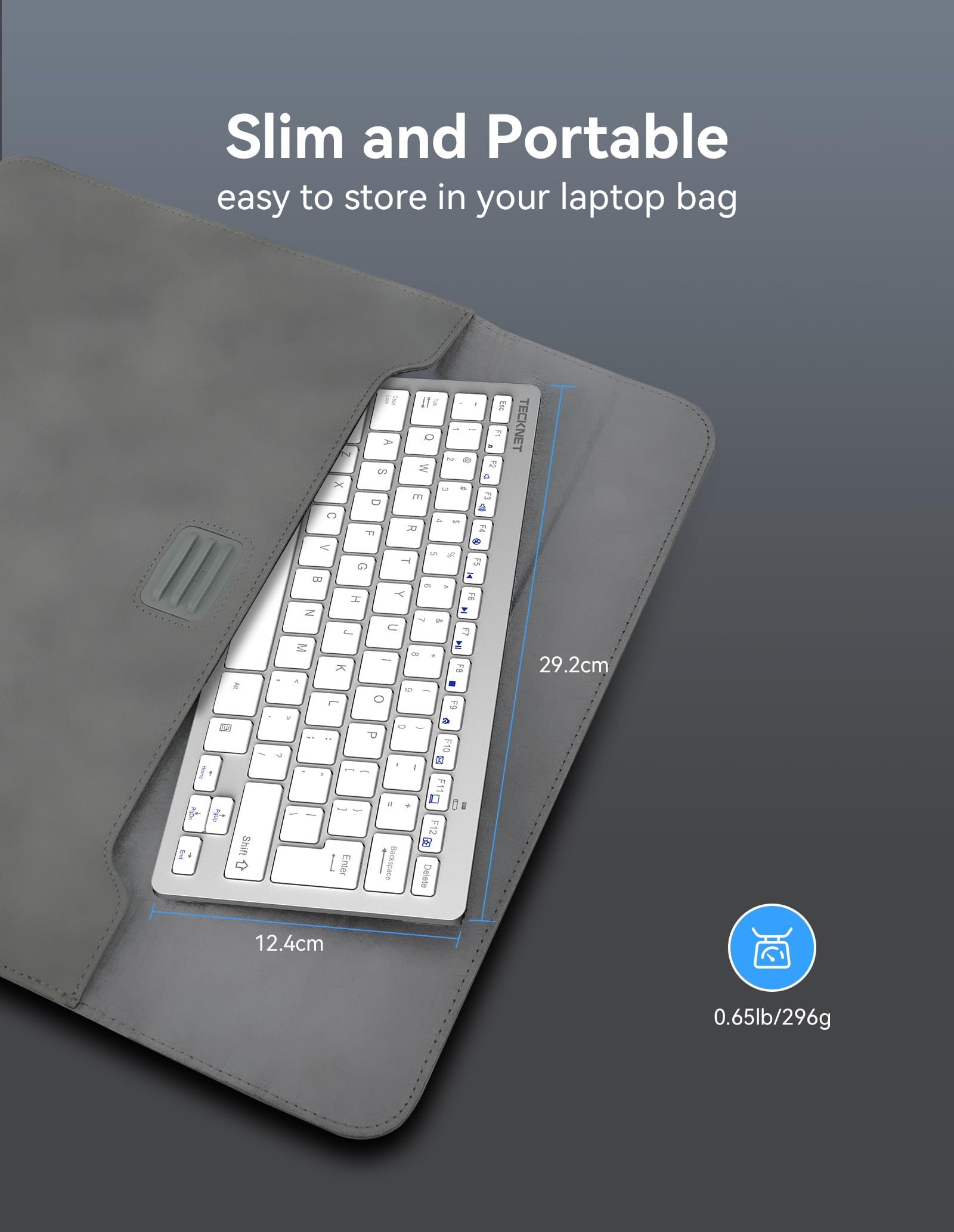 Tecknet 2.4G Wireless Keyboard, Mini Keyboard Compact Computer Keyboard With Media Hotkeys, Silent Small Usb Keyboard For Laptop Pc Desktop Smart Tv Notebook Chromebook Silver